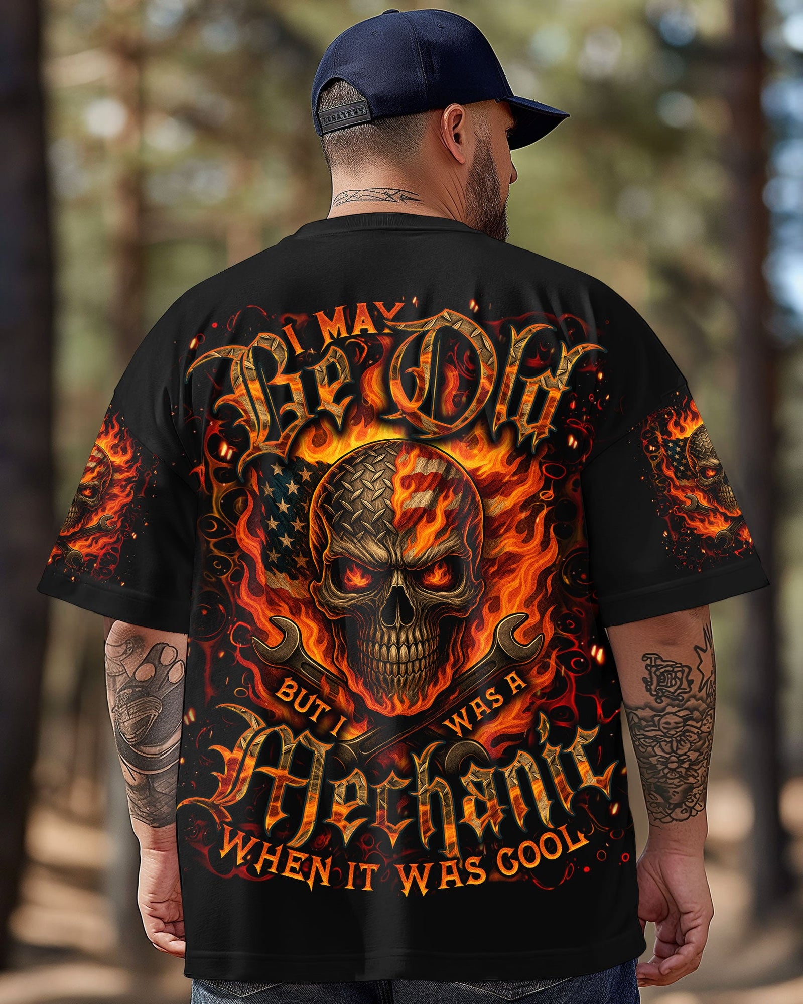 BLISSCORNERS CAREFUL BOY I'M AN OLD LINEMAN SKULL ALL OVER PRINT