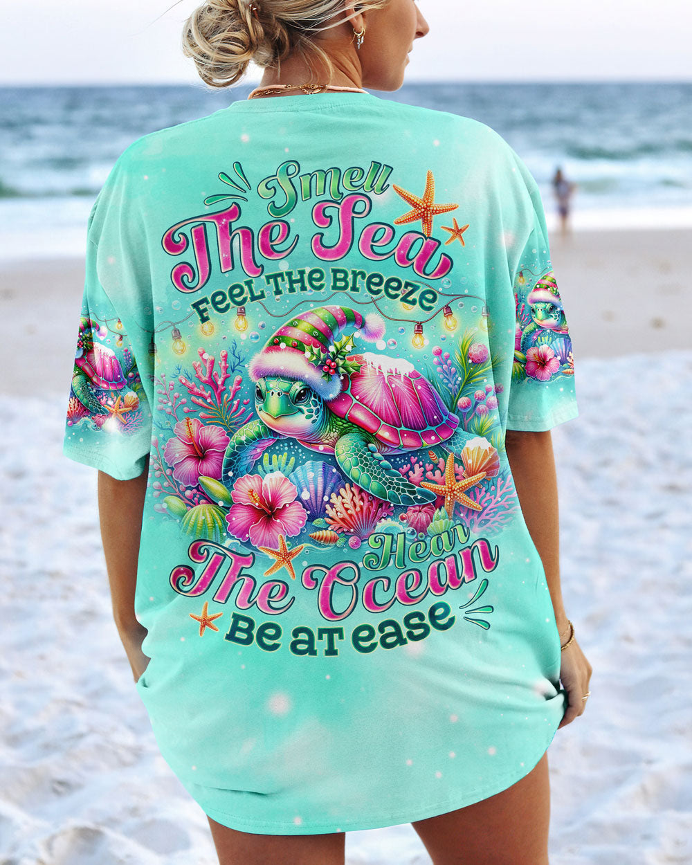 BLISSCORNERS SMELL THE SEA FEEL THE BREEZE TURTLE CHRISTMAS ALL OVER PRINT