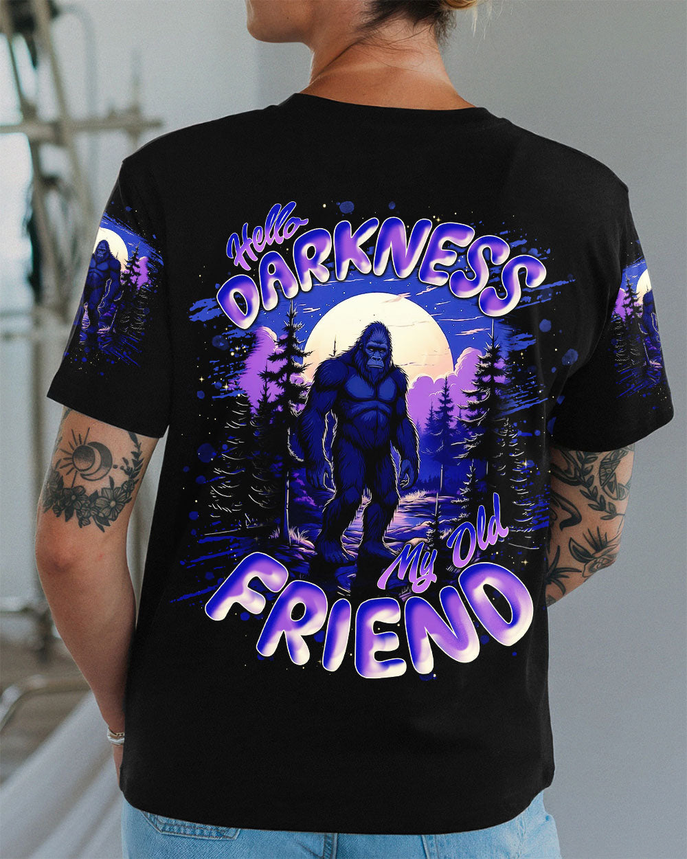 BLISSCORNERS HELLO DARKNESS MY OLD FRIEND BIGFOOT ALL OVER PRINT -  TLNT1411251