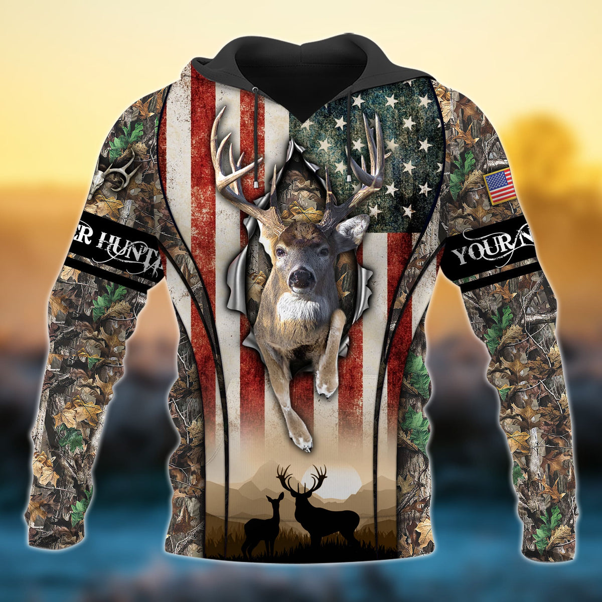 Blisscorners Personalized Premium Deer Hunting 3D Hoodie (3 Colors)