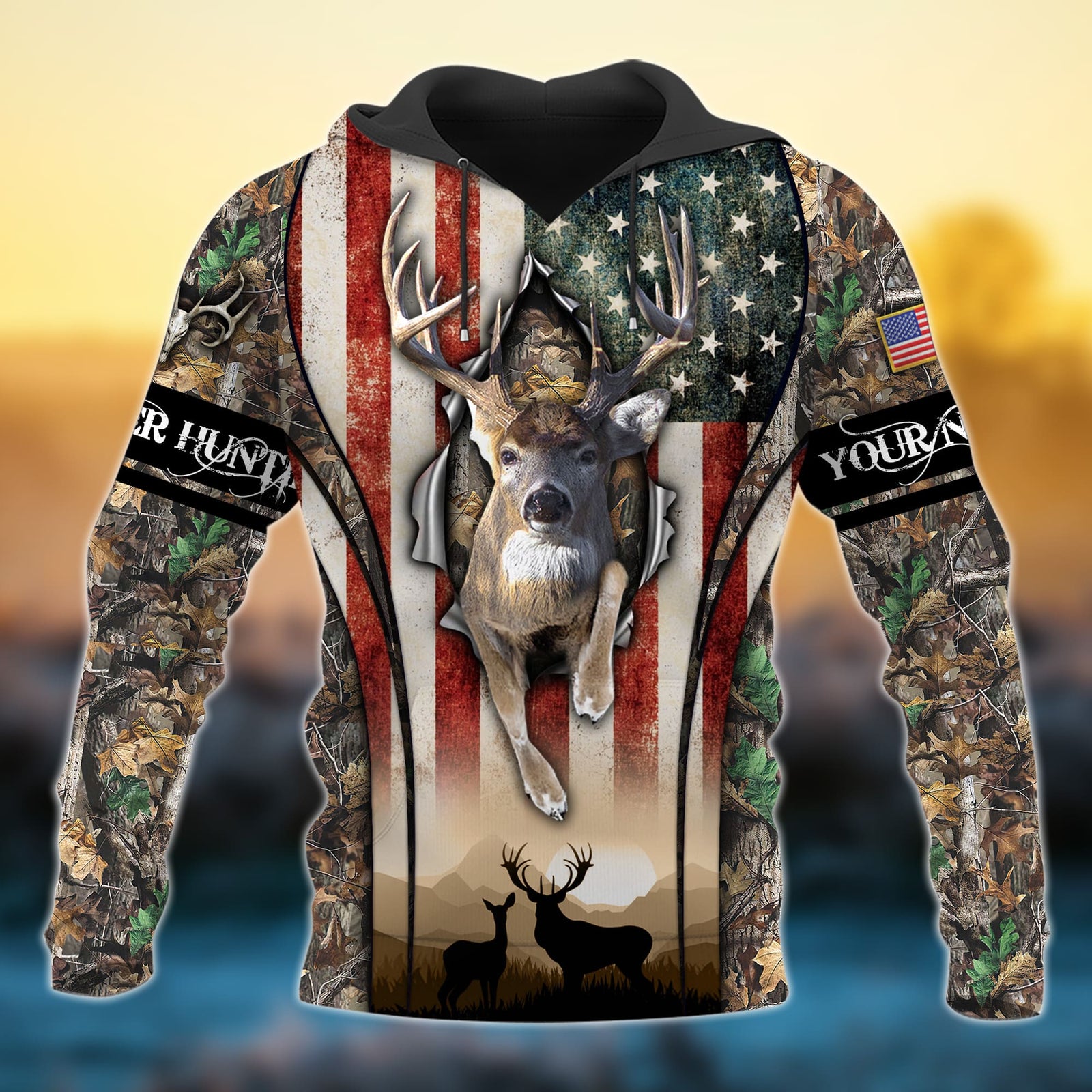 Blisscorners Personalized Premium Deer Hunting 3D Hoodie (3 Colors)