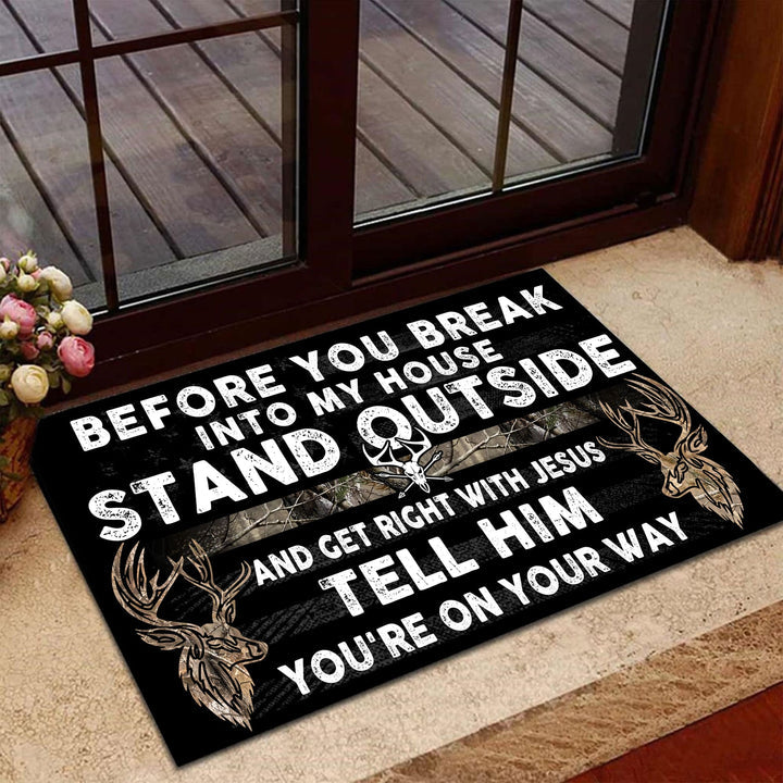 Blisscorners Loralle Before You Break Into My House Hunting Door Mat 3D - Brown