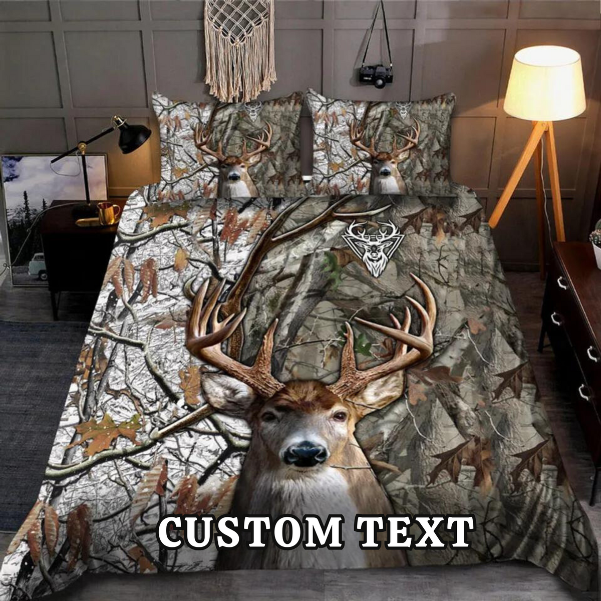 Blisscorners Custom Text Deer Hunting Bedding Set 3D All Over Printed