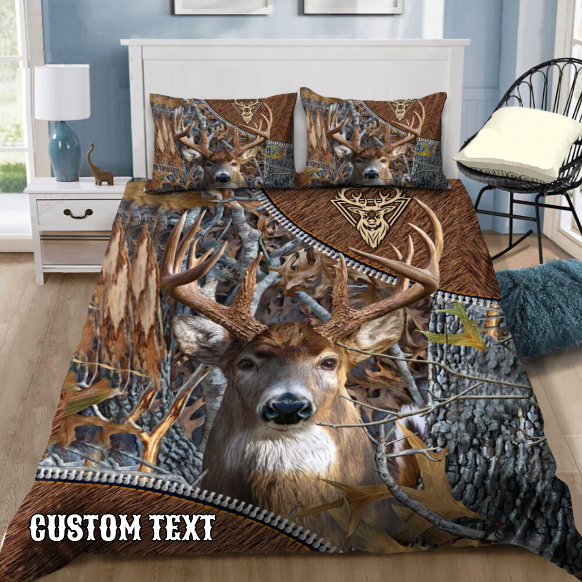Blisscorners Custom Text Deer Hunting Bedding Set 3D All Over Printed