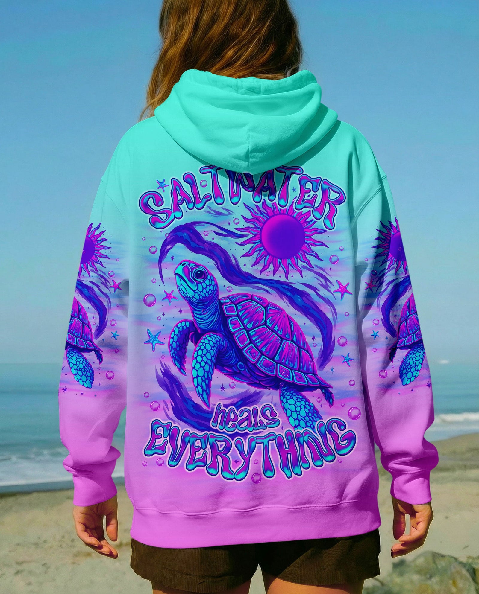 BLISSCORNERS SALTWATER HEALS EVERYTHING TURTLE ALL OVER PRINT