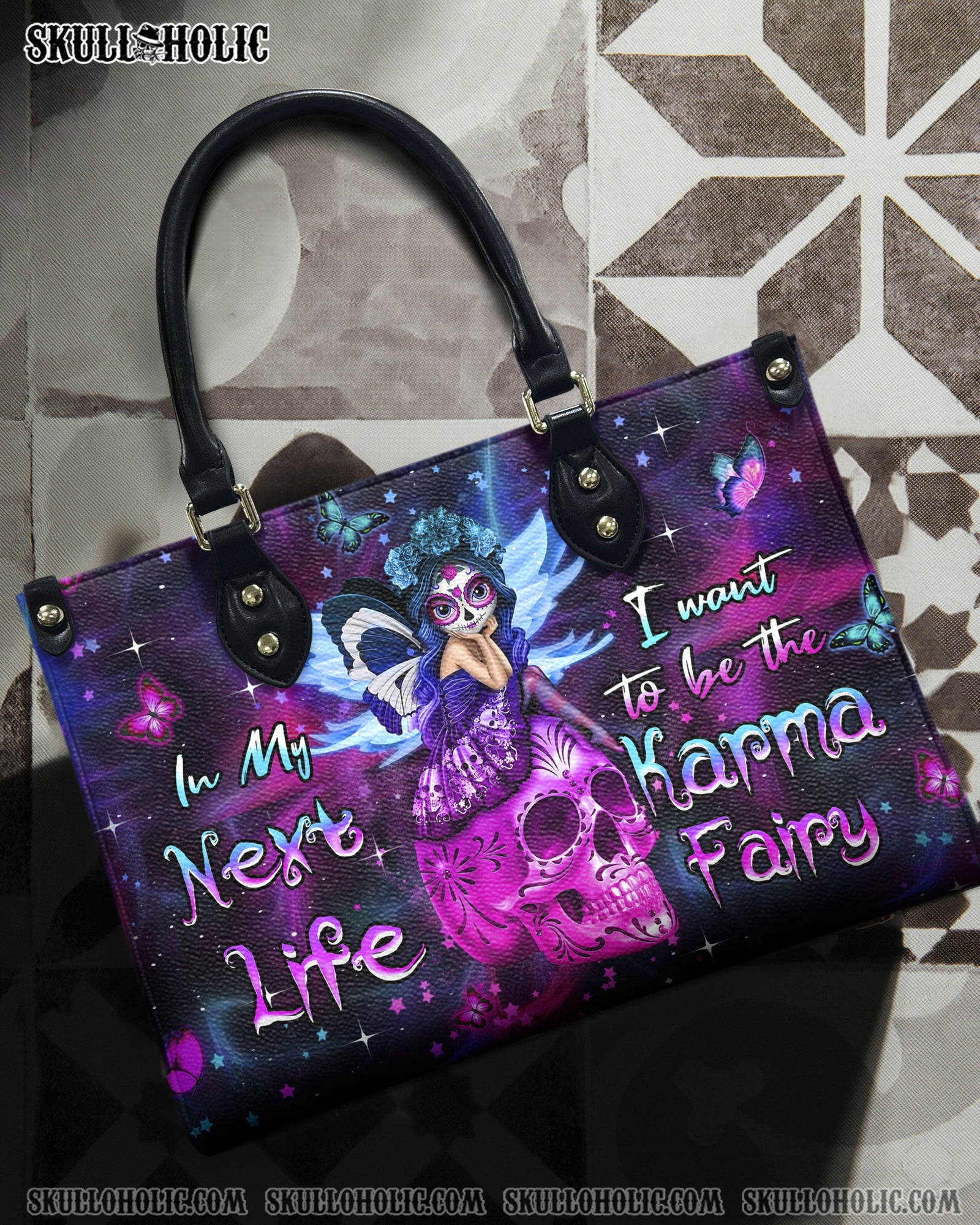 BLISSCORNERS KARMA FAIRY SUGAR SKULL LEATHER HANDBAG