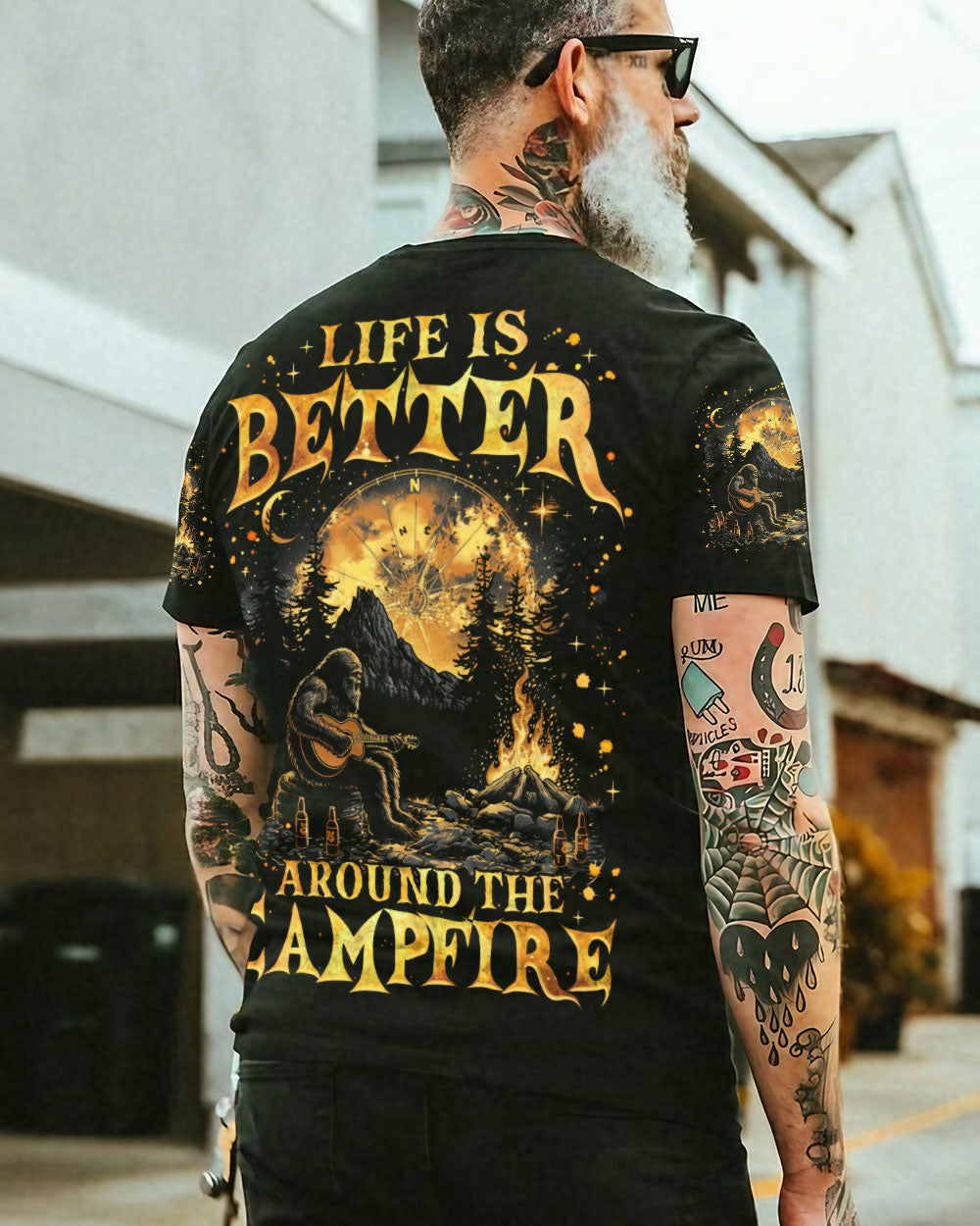 BLISSCORNERS LIFE IS BETTER AROUND THE CAMPFIRE BIGFOOT ALL OVER PRINT