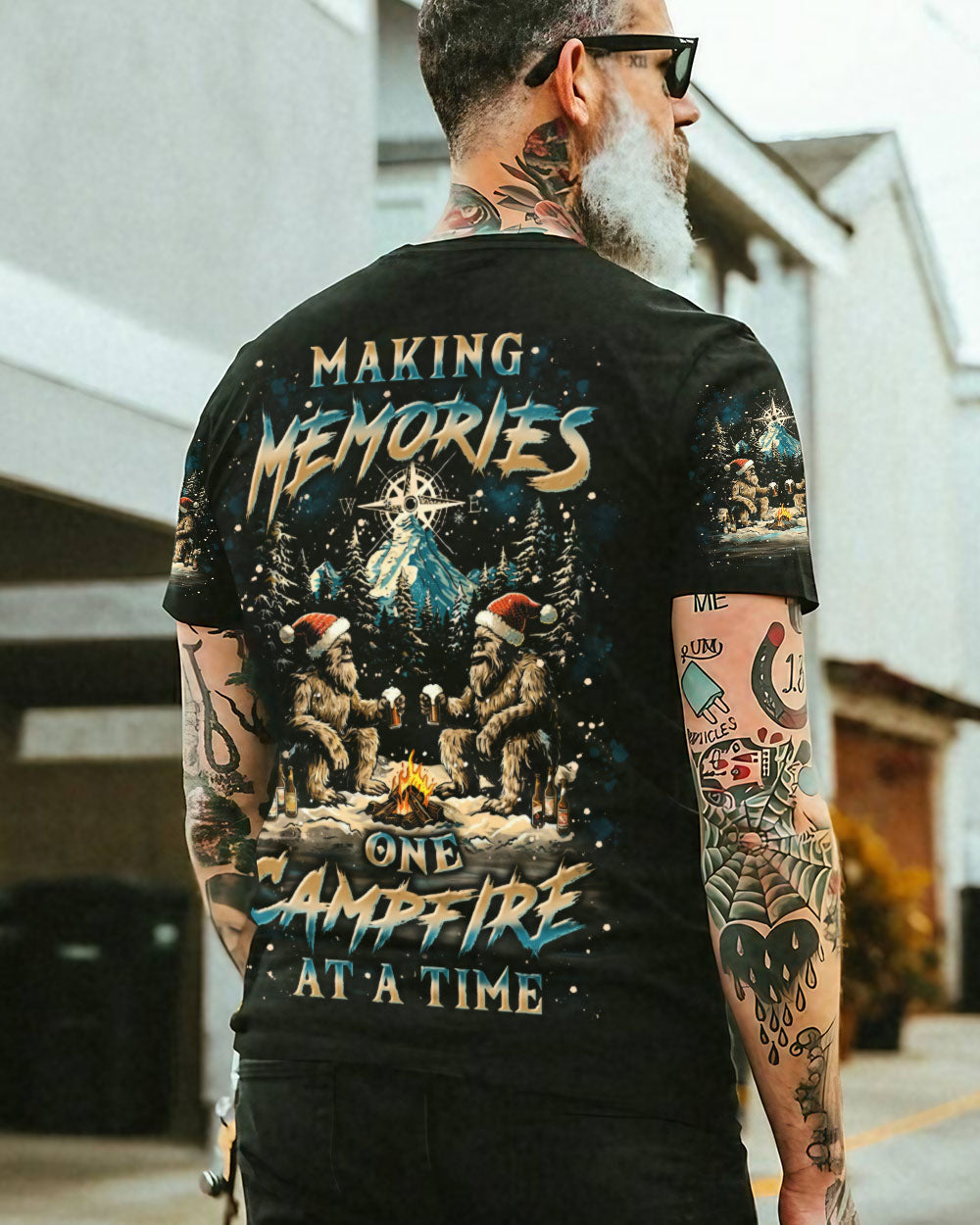BLISSCORNERS MAKING MEMORIES ONE CAMPFIRE BIGFOOT CHRISTMAS ALL OVER PRINT