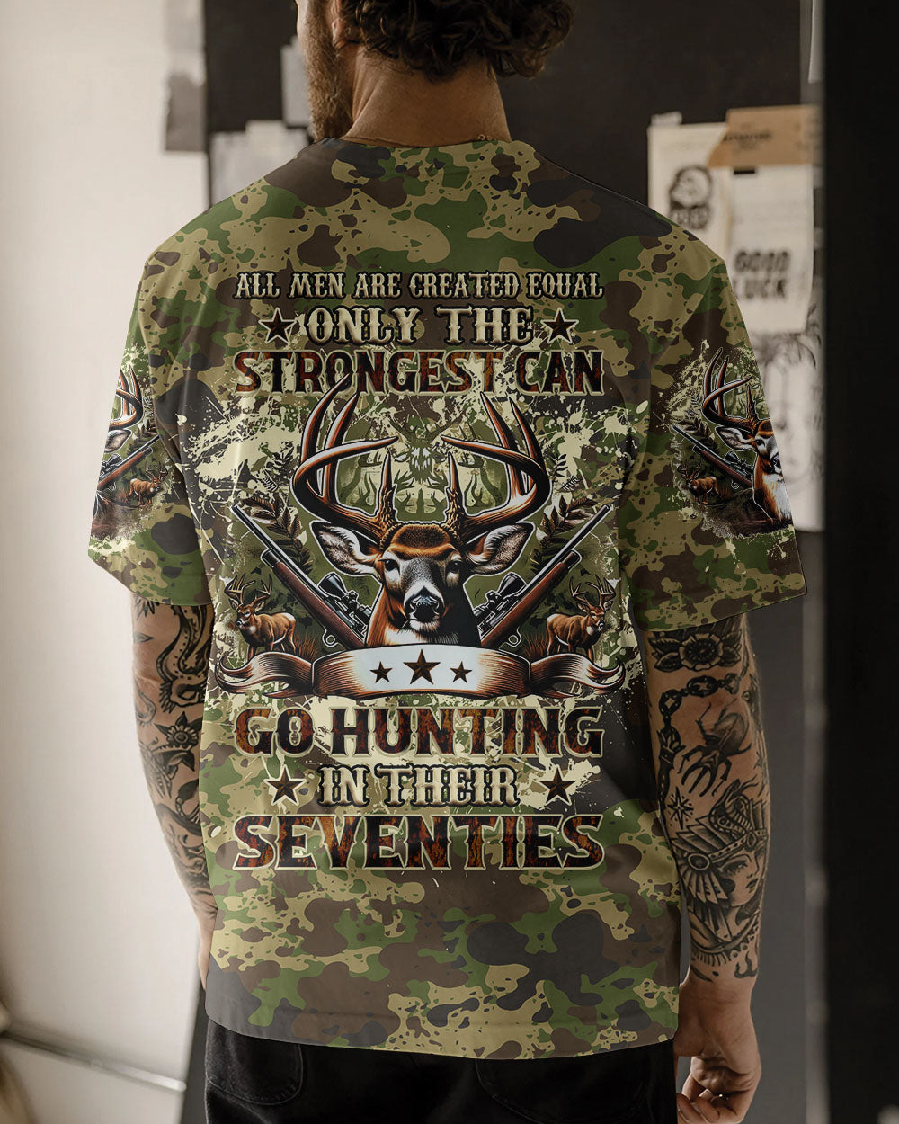 BLISSCORNERS GO HUNTING IN THEIR SEVENTIES DEER ALL OVER PRINT