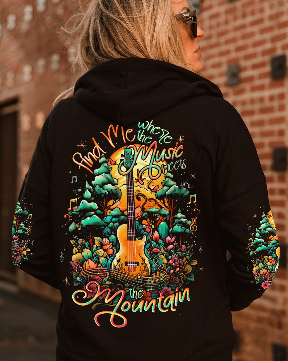 BLISSCORNERS FIND ME WHERE THE MUSIC MEETS THE MOUNTAIN ALL OVER PRINT