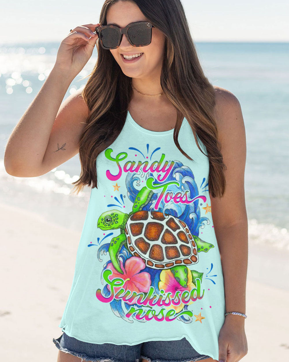 BLISSCORNERS SANDY TOES SUNKISSED NOSE TURTLE ALL OVER PRINT