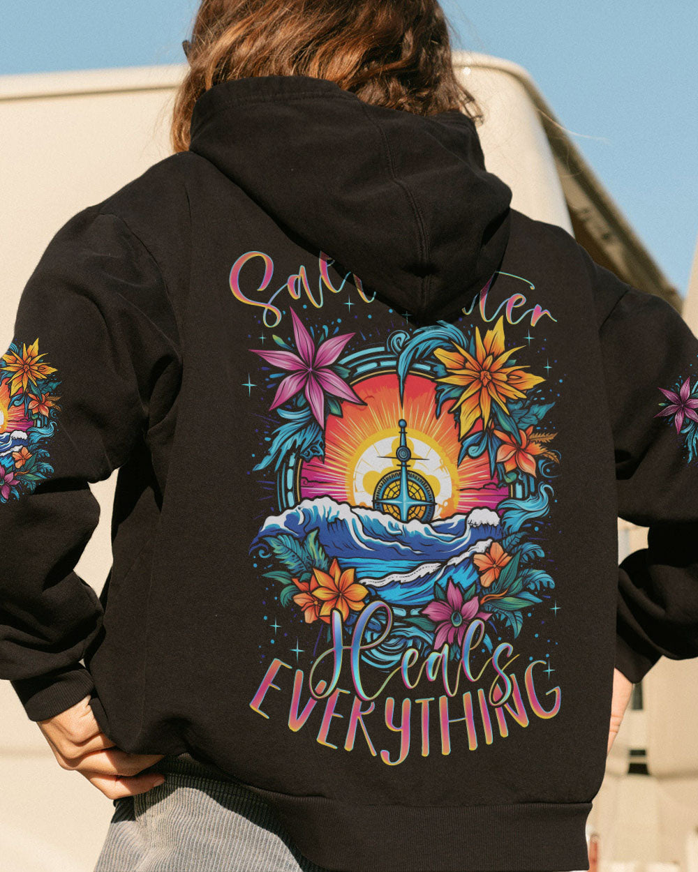 BLISSCORNERS SALTWATER HEALS EVERYTHING COMPASS ALL OVER PRINT