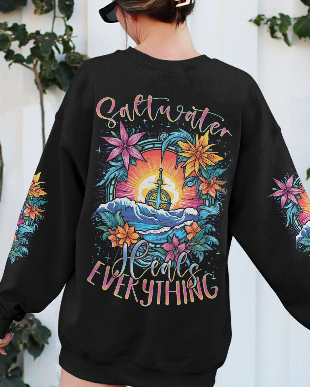 BLISSCORNERS SALTWATER HEALS EVERYTHING COMPASS ALL OVER PRINT