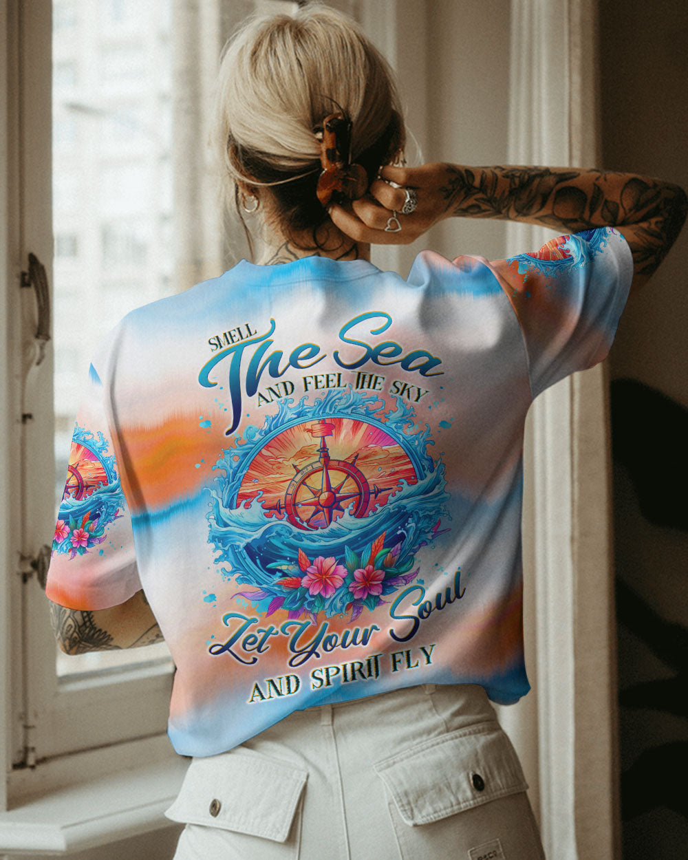 BLISSCORNERS SMELL THE SEA AND FEEL THE SKY COMPASS ALL OVER PRINT