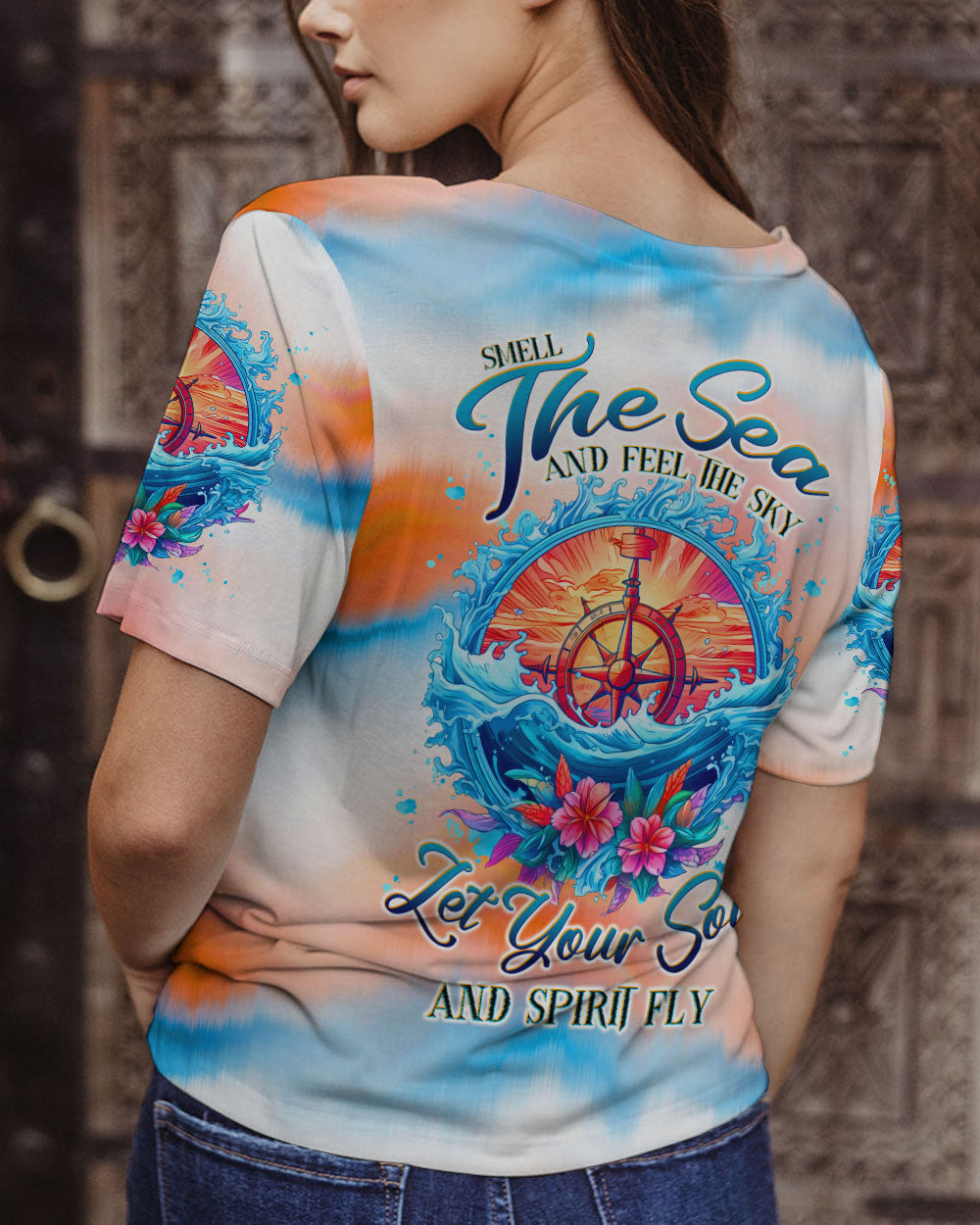BLISSCORNERS SMELL THE SEA AND FEEL THE SKY COMPASS ALL OVER PRINT