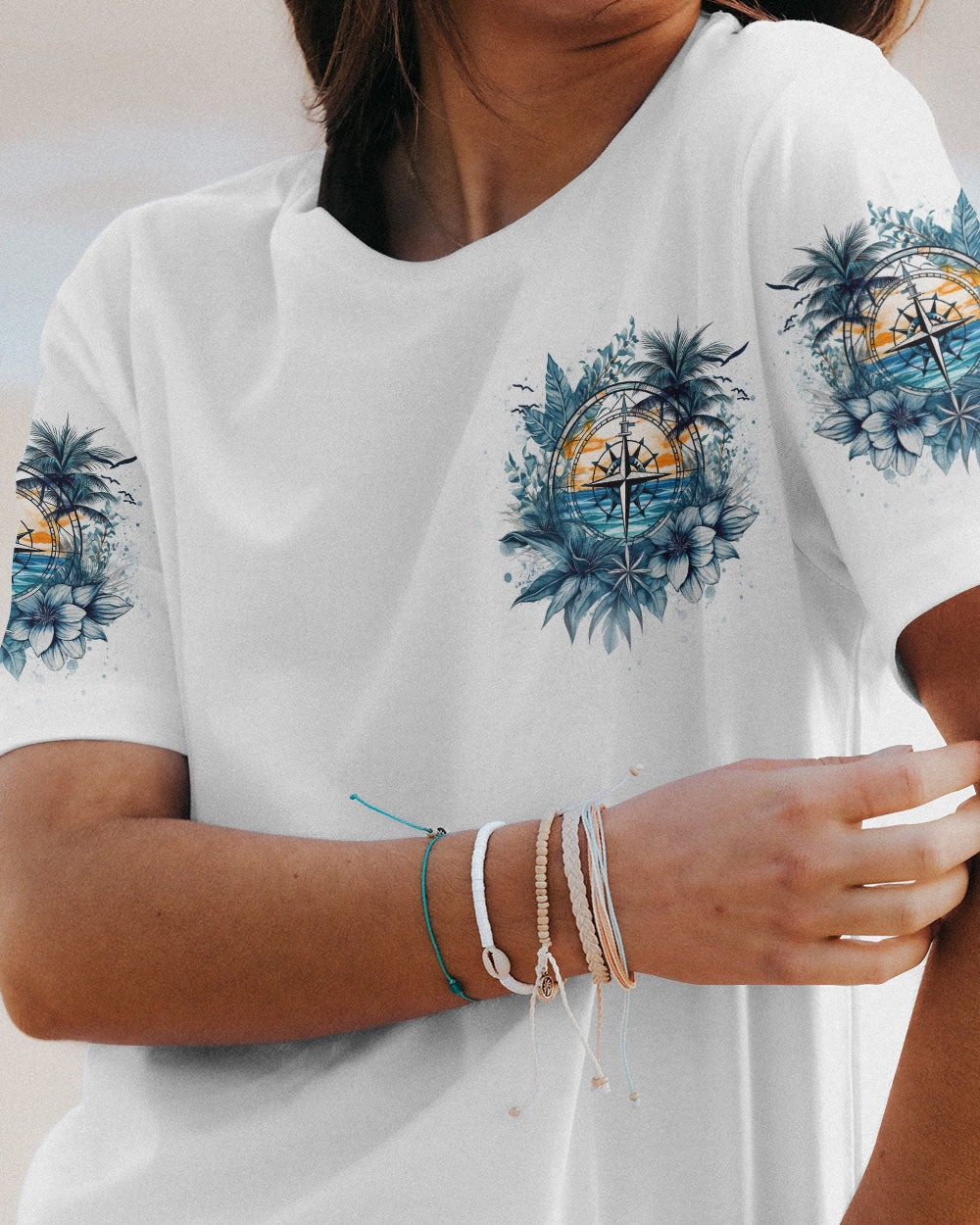BLISSCORNERS OCEAN AIR SALTY HAIR COMPASS ALL OVER PRINT