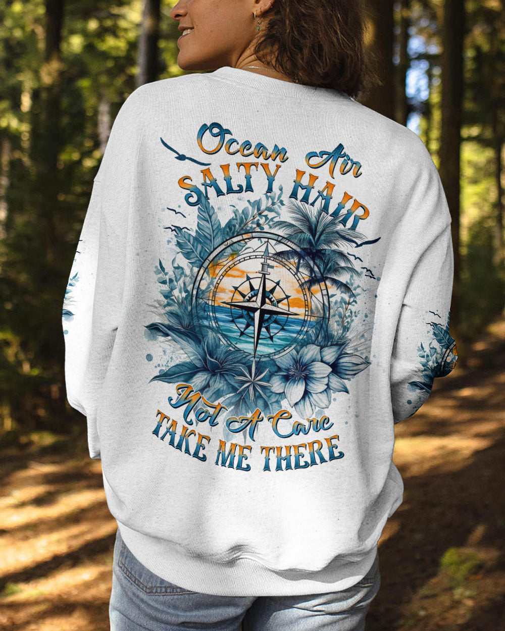 BLISSCORNERS OCEAN AIR SALTY HAIR COMPASS ALL OVER PRINT