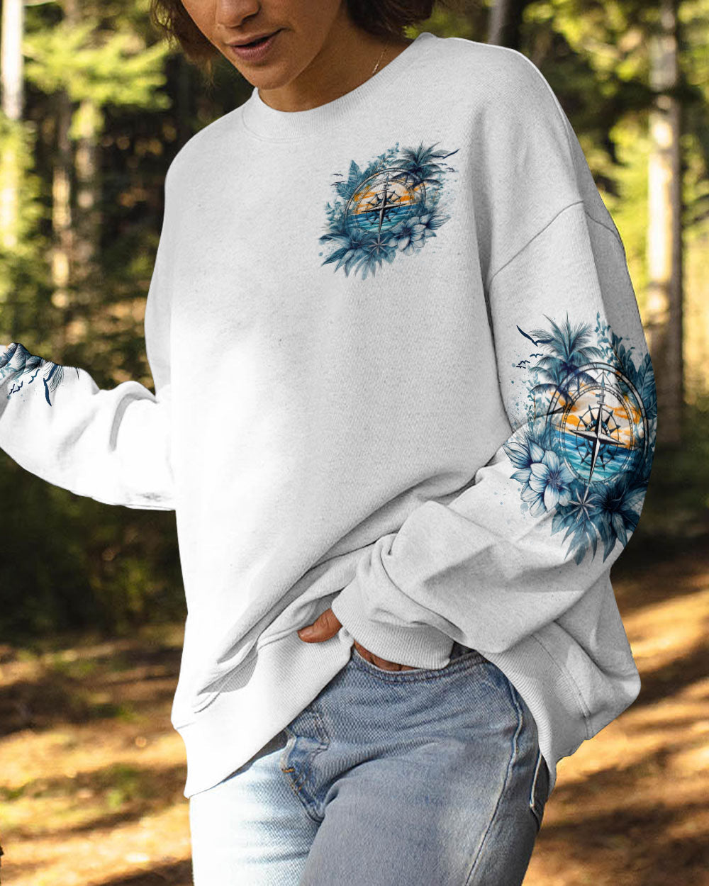 BLISSCORNERS OCEAN AIR SALTY HAIR COMPASS ALL OVER PRINT