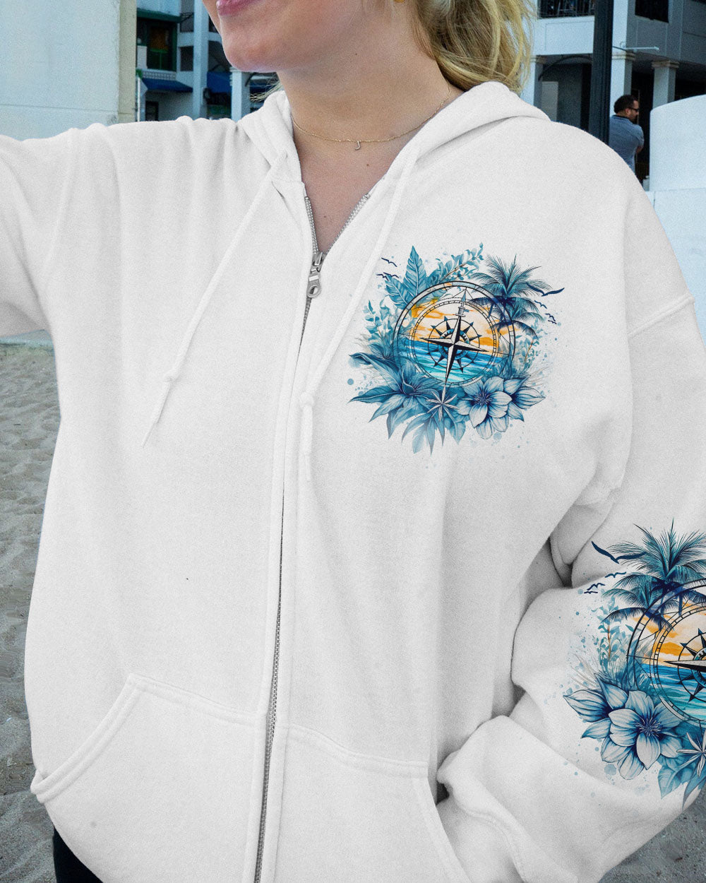 BLISSCORNERS OCEAN AIR SALTY HAIR COMPASS ALL OVER PRINT
