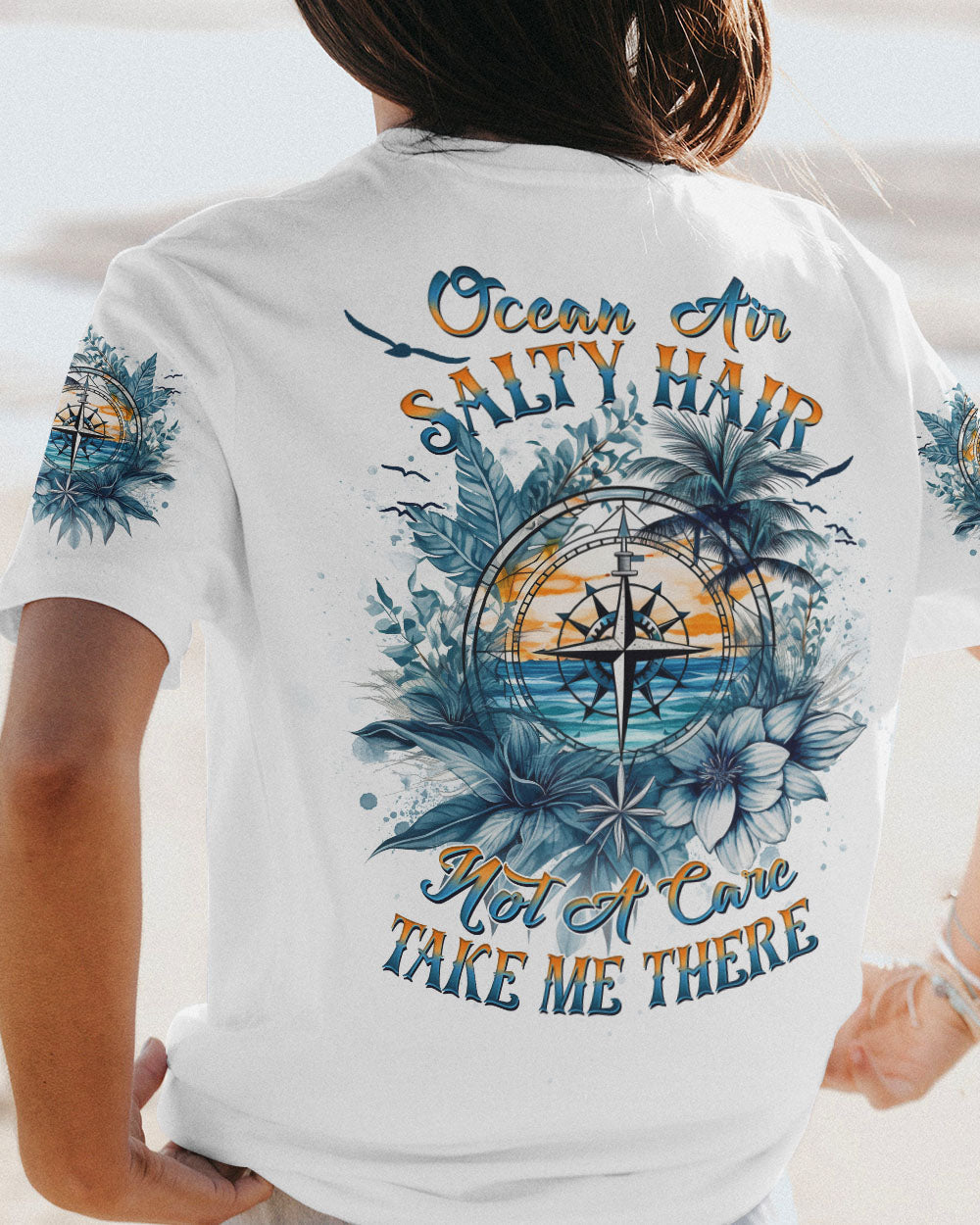 BLISSCORNERS OCEAN AIR SALTY HAIR COMPASS ALL OVER PRINT