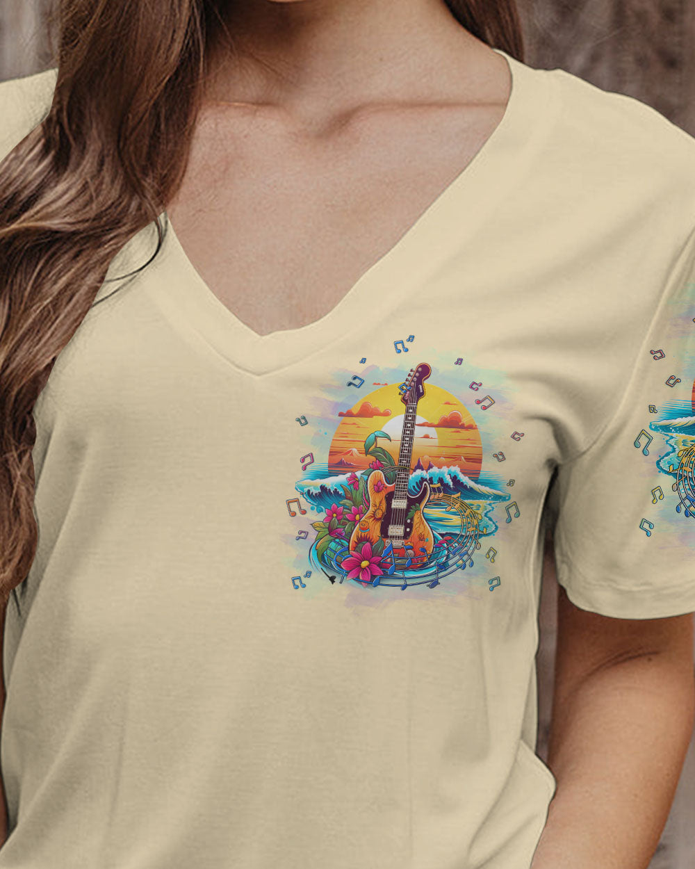 BLISSCORNERS FIND ME WHERE THE MUSIC MEETS THE OCEAN GUITAR ALL OVER PRINT