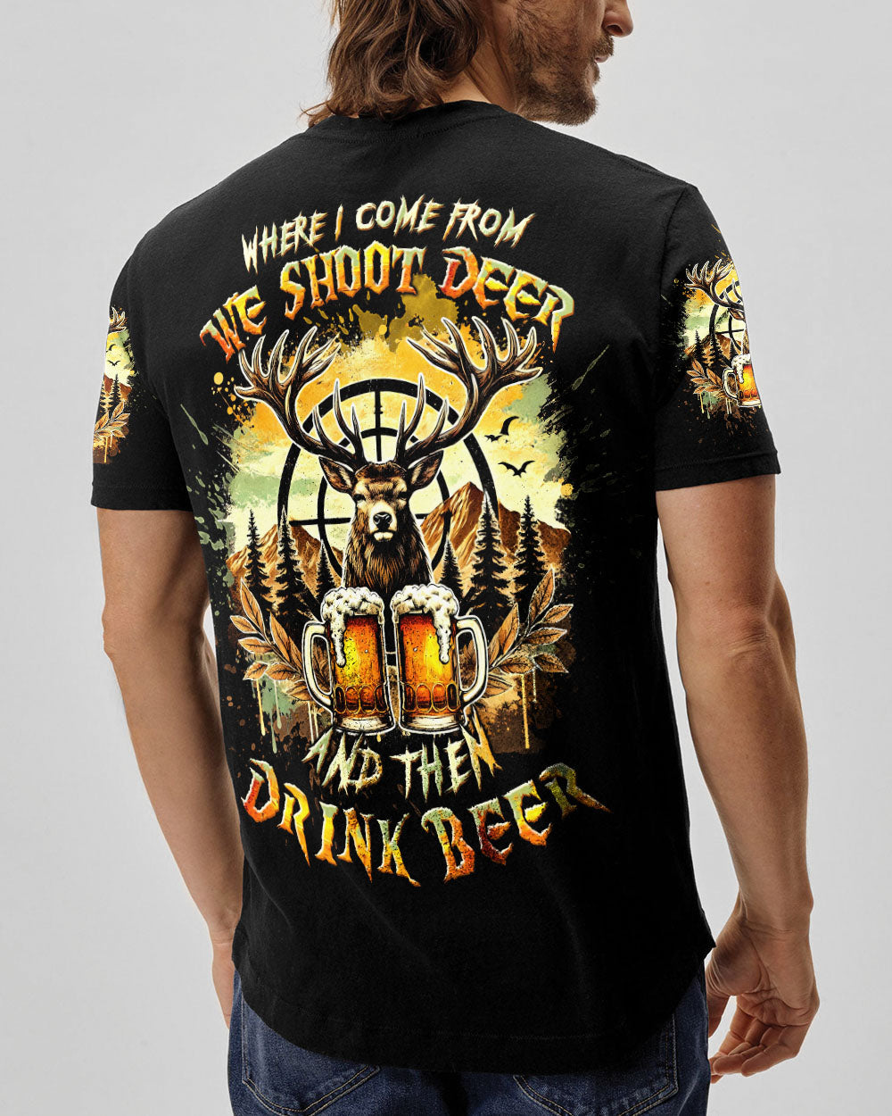 BLISSCORNERS WE SHOOT DEER AND THEN DRINK BEER ALL OVER PRINT