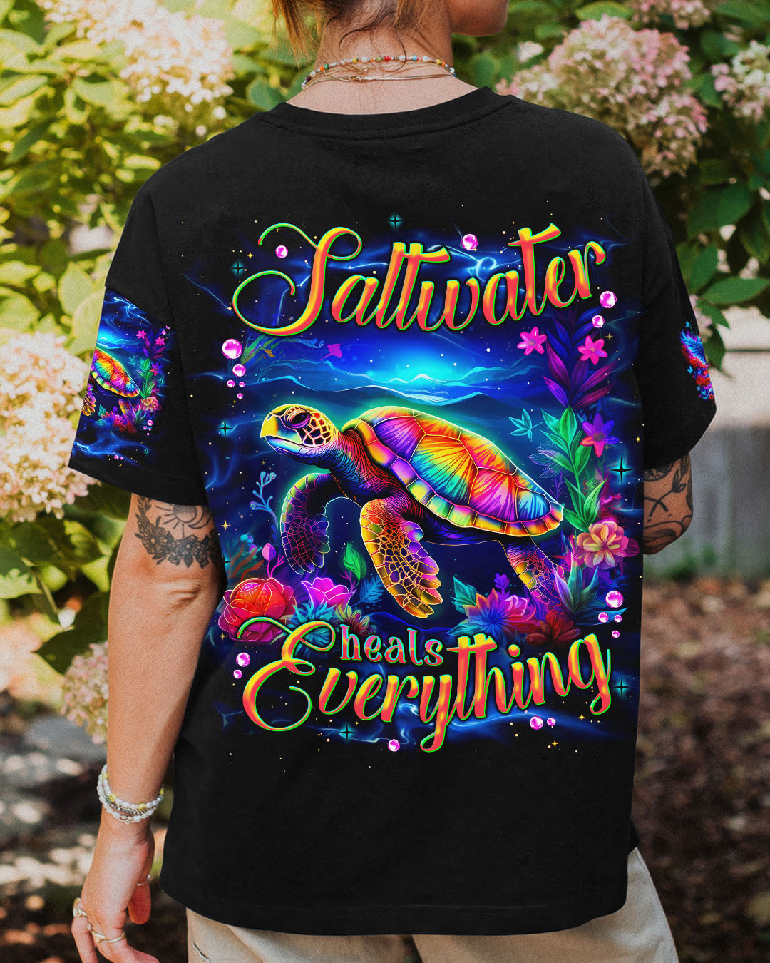 BLISSCORNERS SALTWATER HEALS EVERYTHING TURTLE ALL OVER PRINT