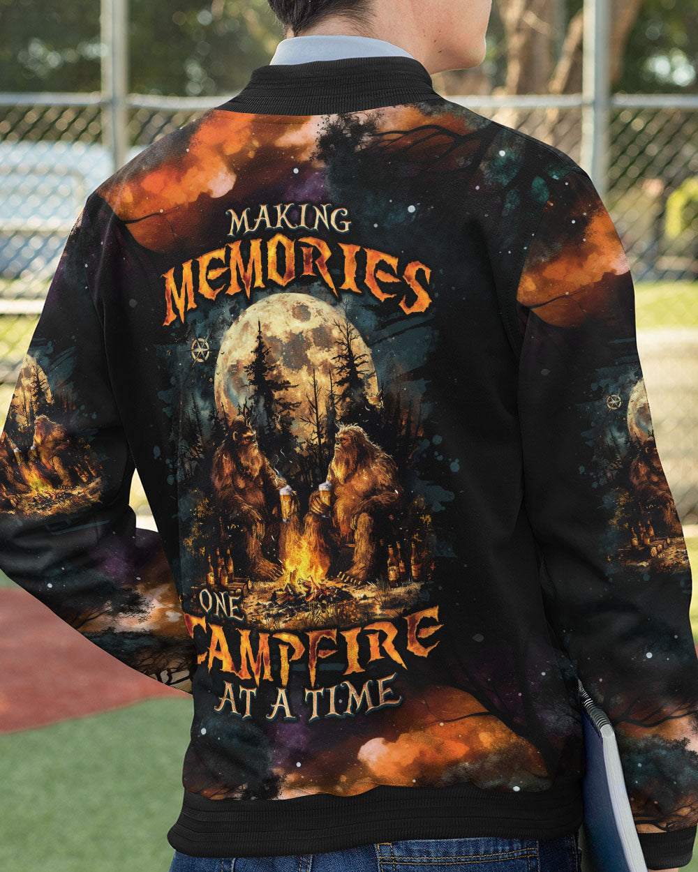 BLISSCORNERS MAKING MEMORIES ONE CAMPFIRE AT A TIME BIGFOOT BOMBER JACKET