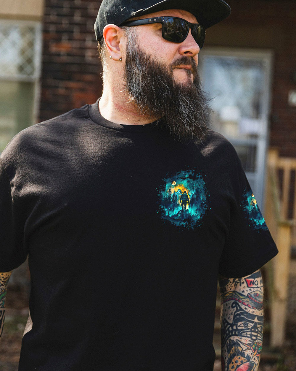 BLISSCORNERS NOT ALL WHO WANDER ARE LOST BIGFOOT COMPASS ALL OVER PRINT