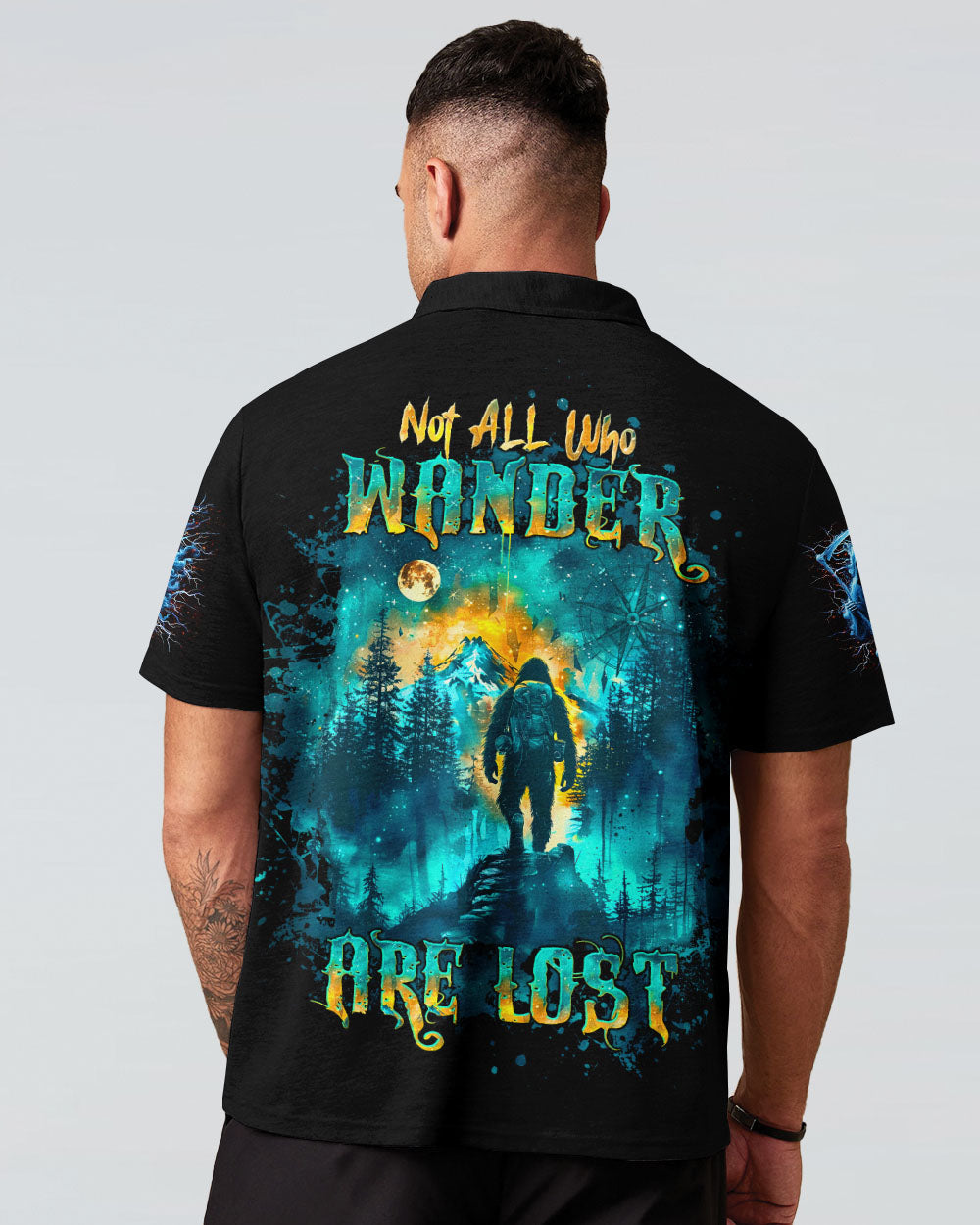 BLISSCORNERS NOT ALL WHO WANDER ARE LOST BIGFOOT COMPASS ALL OVER PRINT