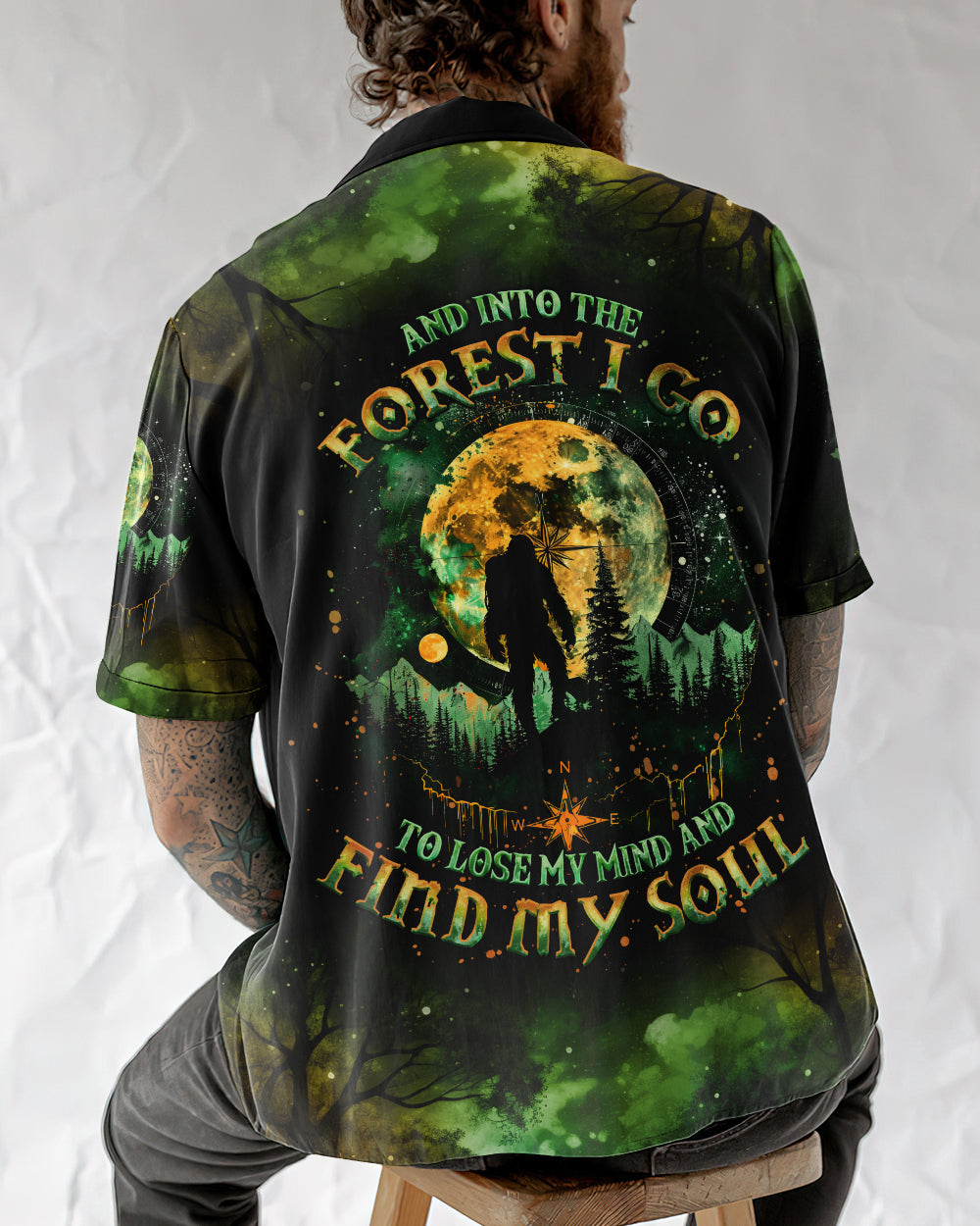 BLISSCORNERS AND INTO THE FOREST I GO BIGFOOT HAWAIIAN SHIRT