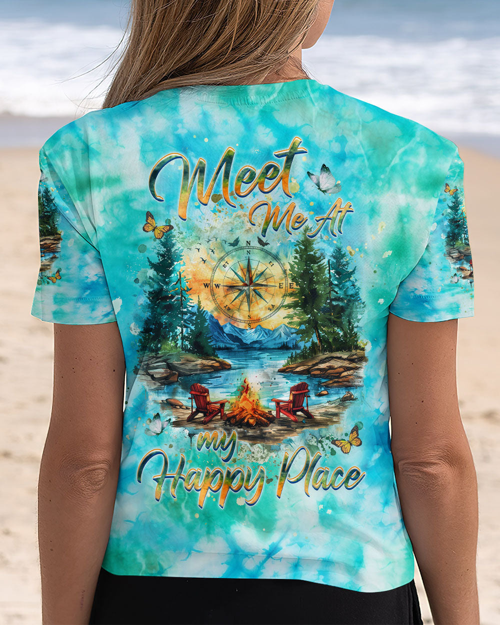 BLISSCORNERS MEET ME AT MY HAPPY PLACE CAMPFIRE TIE DYE ALL OVER PRINT