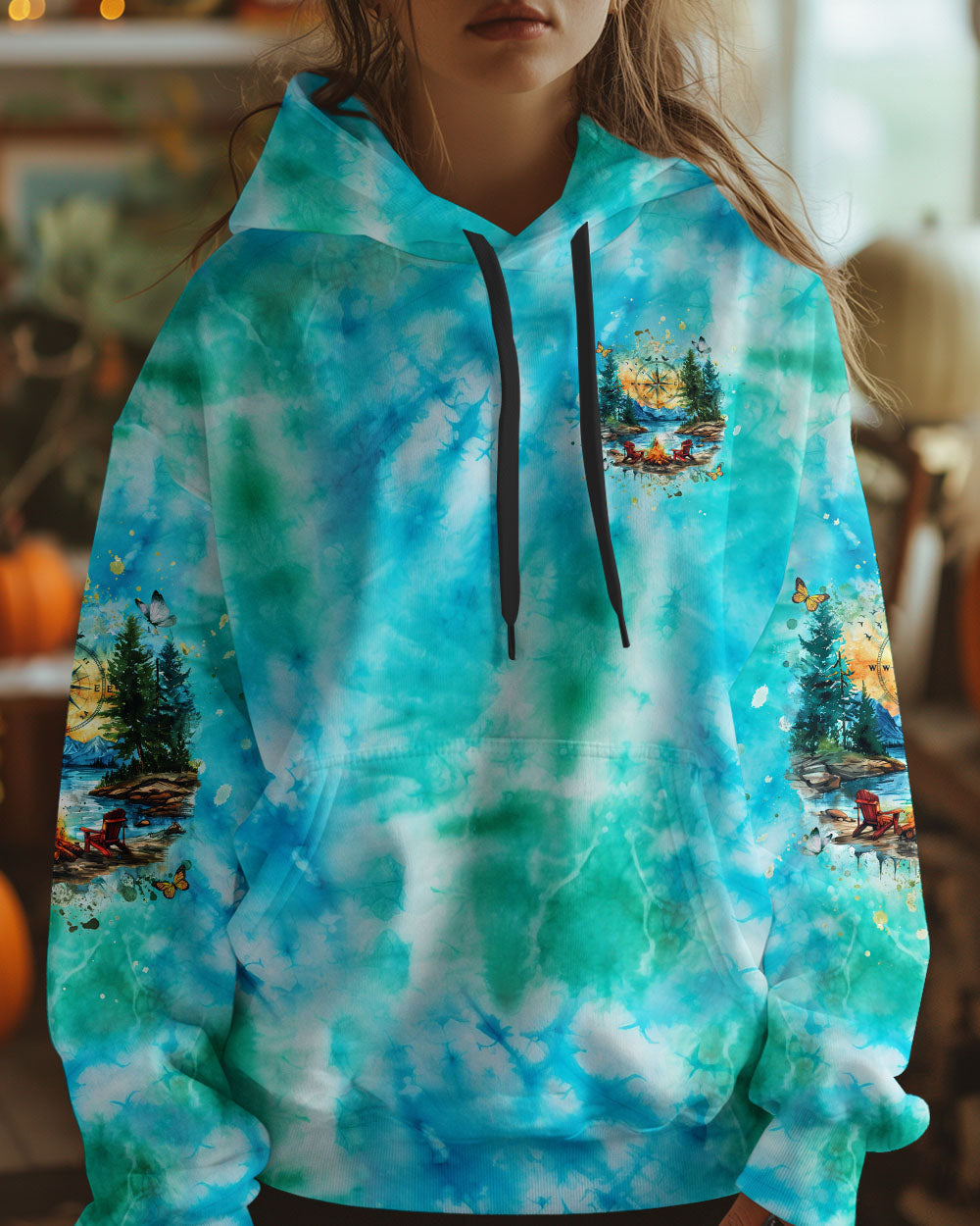BLISSCORNERS MEET ME AT MY HAPPY PLACE CAMPFIRE TIE DYE ALL OVER PRINT