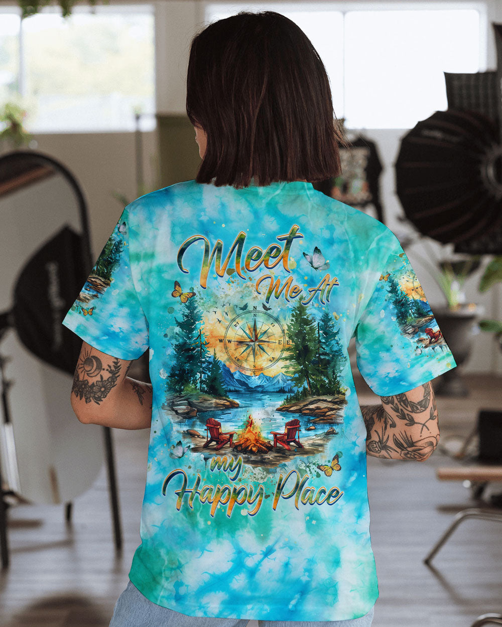 BLISSCORNERS MEET ME AT MY HAPPY PLACE CAMPFIRE TIE DYE ALL OVER PRINT