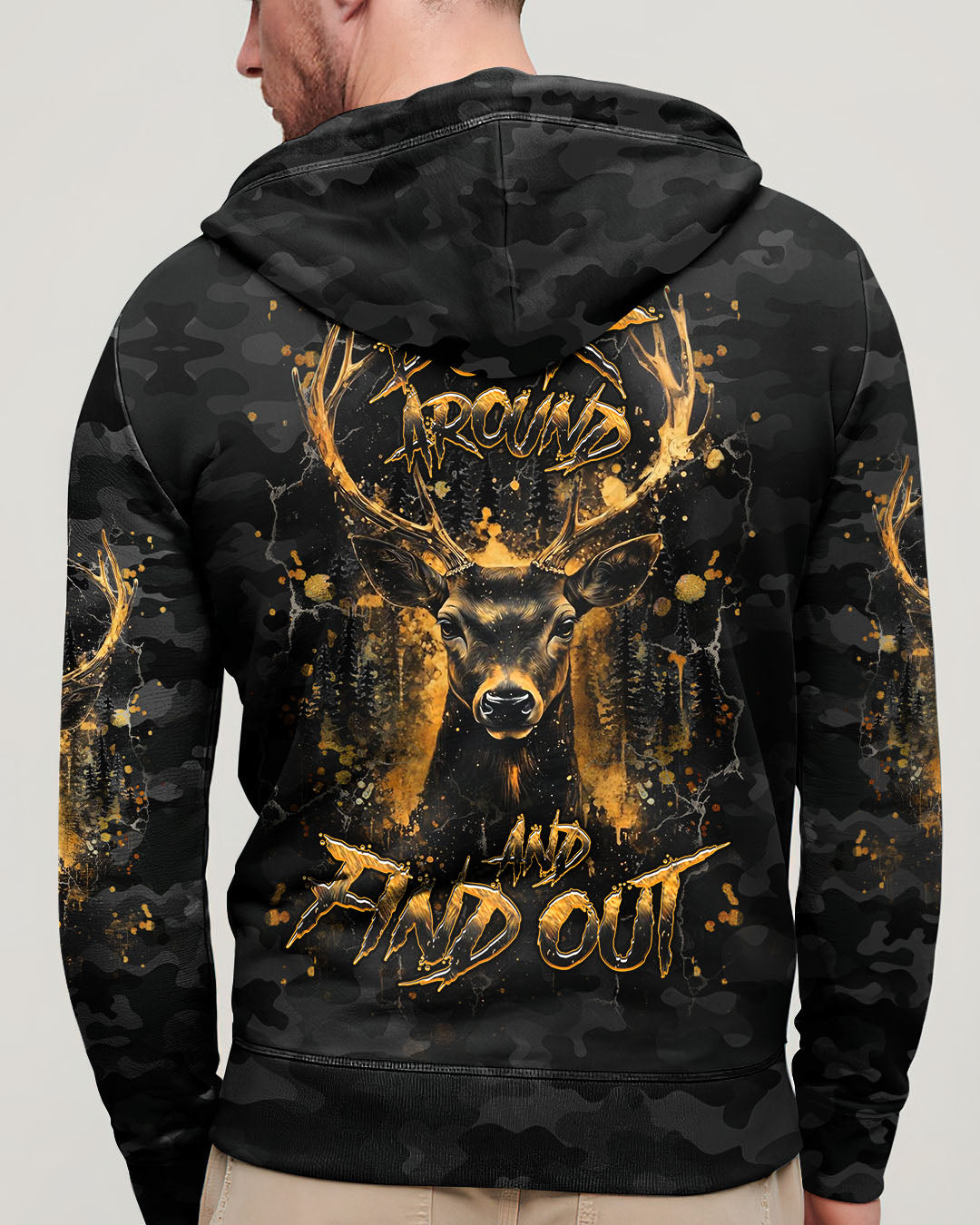 BLISSCORNERS BUCK AROUND AND FIND OUT DEER HUNTING ALL OVER PRINT