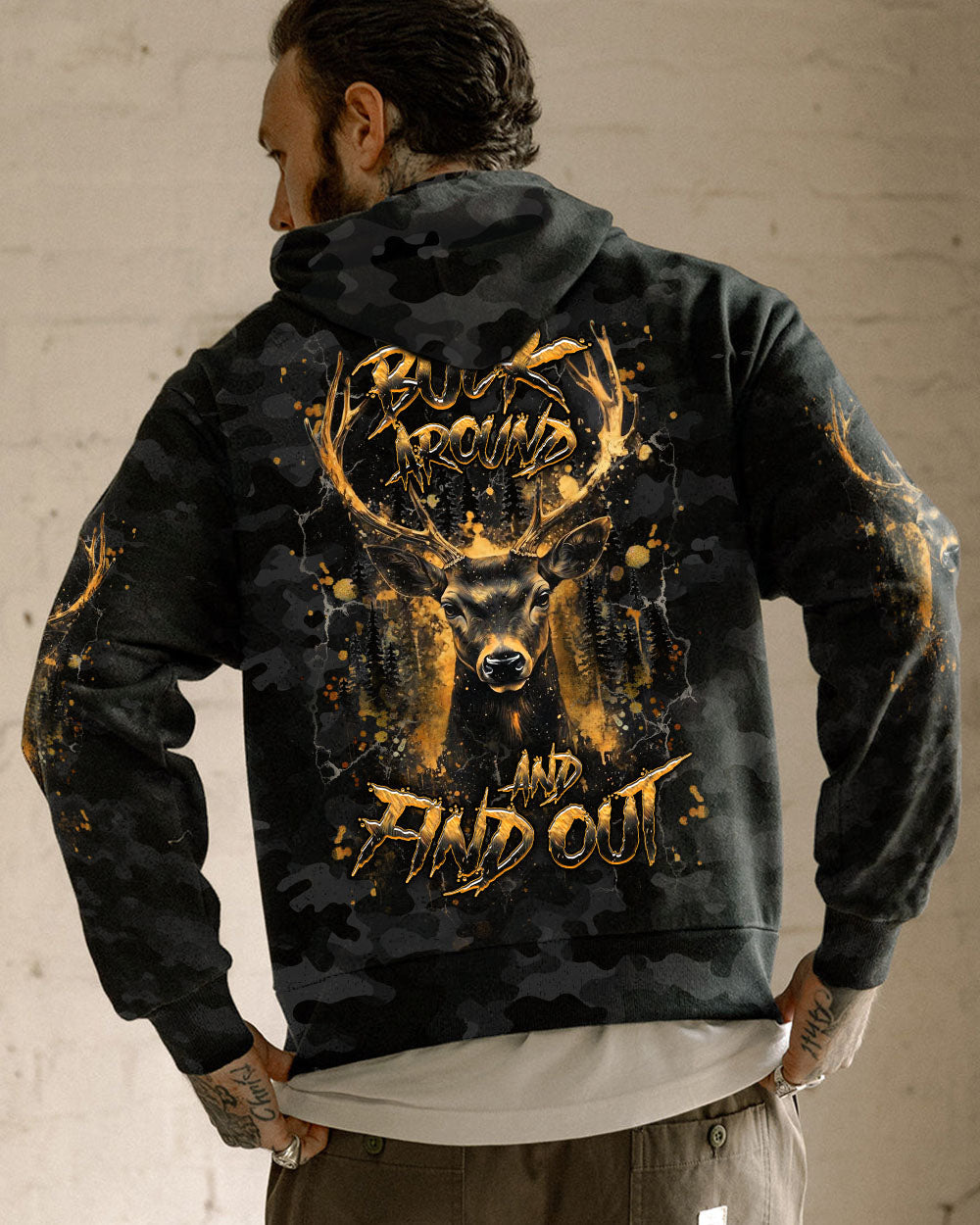 BLISSCORNERS BUCK AROUND AND FIND OUT DEER HUNTING ALL OVER PRINT