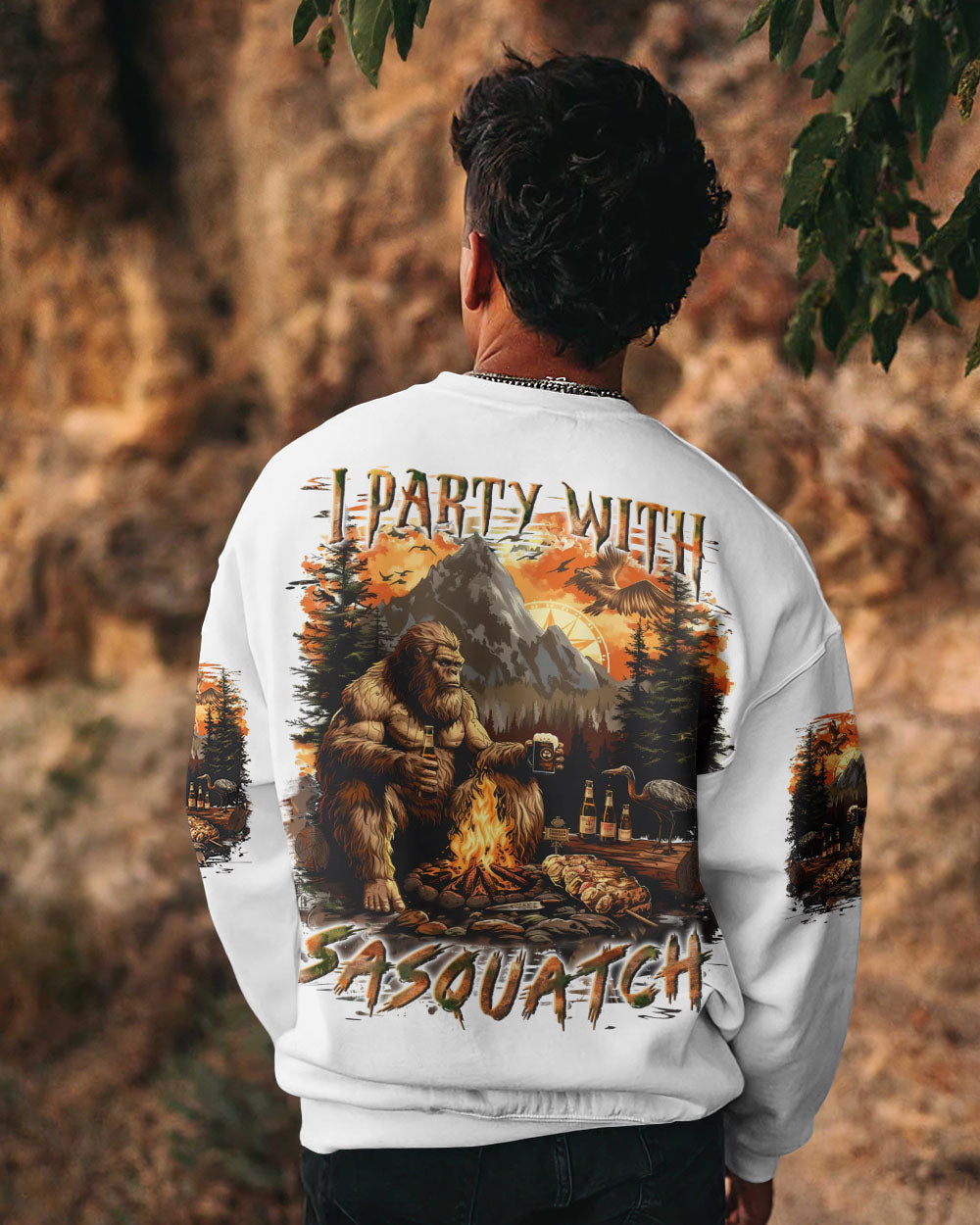 BLISSCORNERS (HOT DEAL) I PARTY WITH SASQUATCH BIGFOOT ALL OVER PRINT