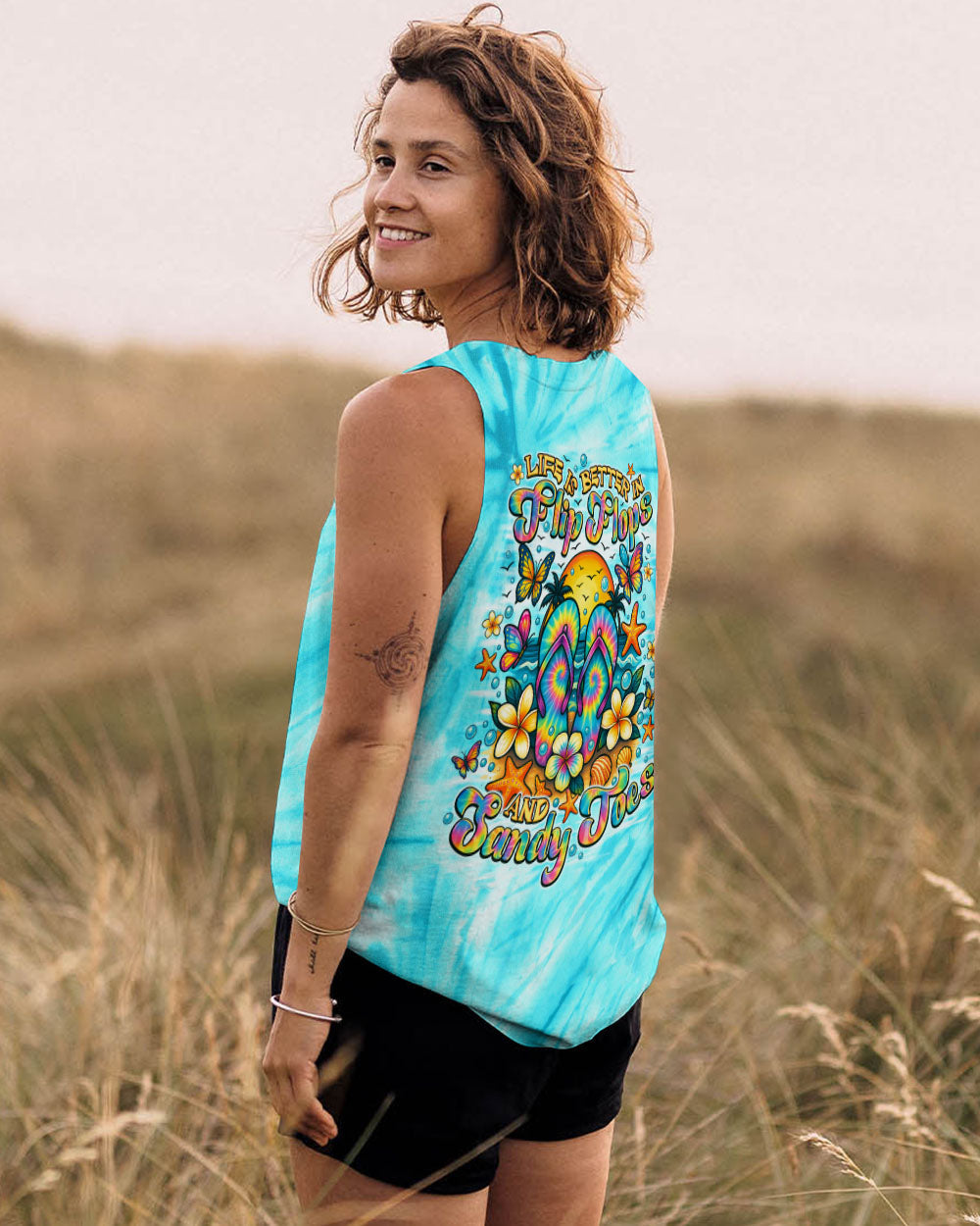 BLISSCORNERS LIFE IS BETTER IN FLIP-FLOPS AND SANDY TOES ALL OVER PRINT