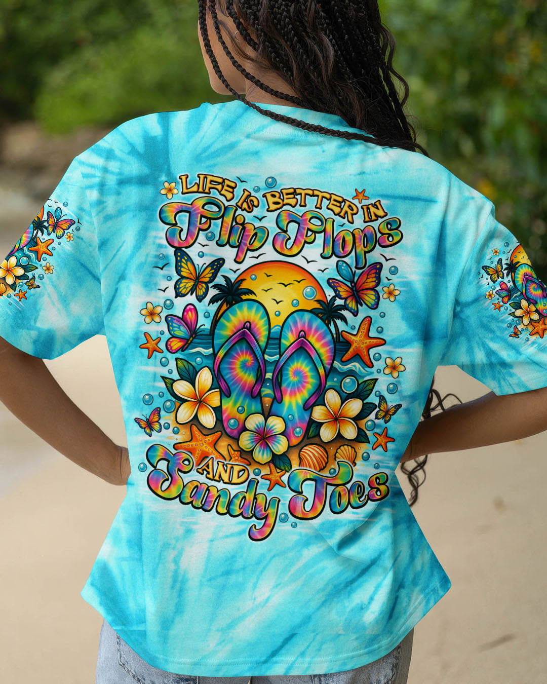 BLISSCORNERS LIFE IS BETTER IN FLIP-FLOPS AND SANDY TOES ALL OVER PRINT