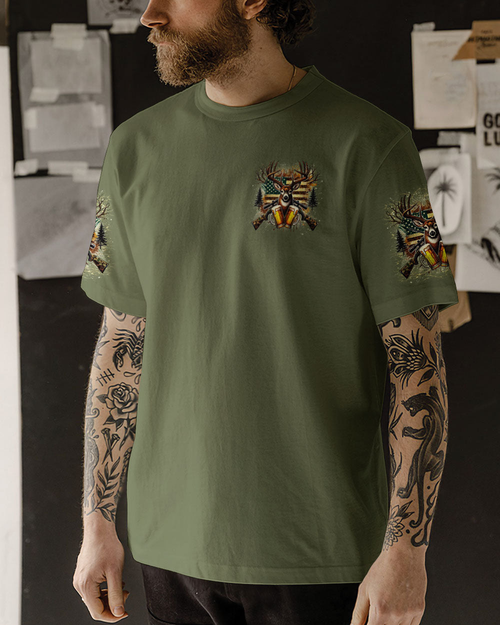 BLISSCORNERS WE SHOOT DEER AND THEN DRINK BEER ALL OVER PRINT