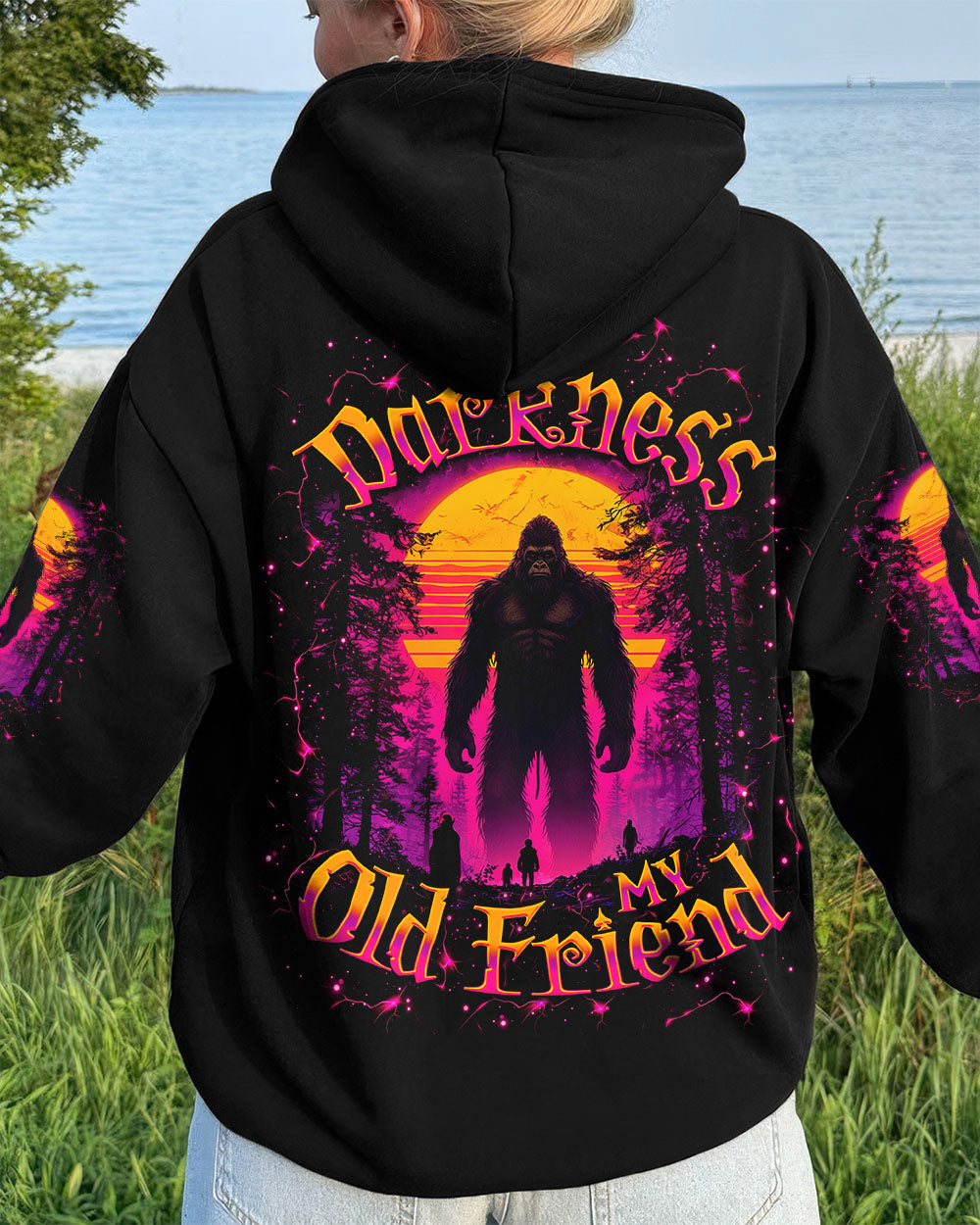 BLISSCORNERS HELLO DARKNESS MY OLD FRIEND BIGFOOT ALL OVER PRINT