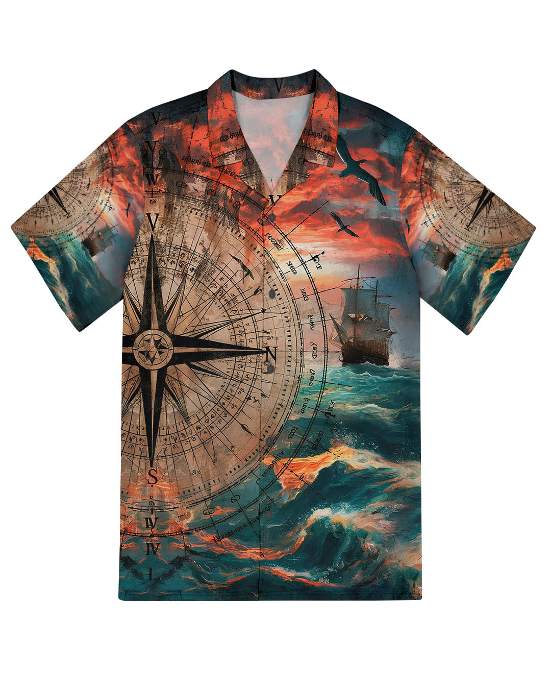 BLISSCORNERS COMPASS OCEAN HAWAIIAN SHIRT