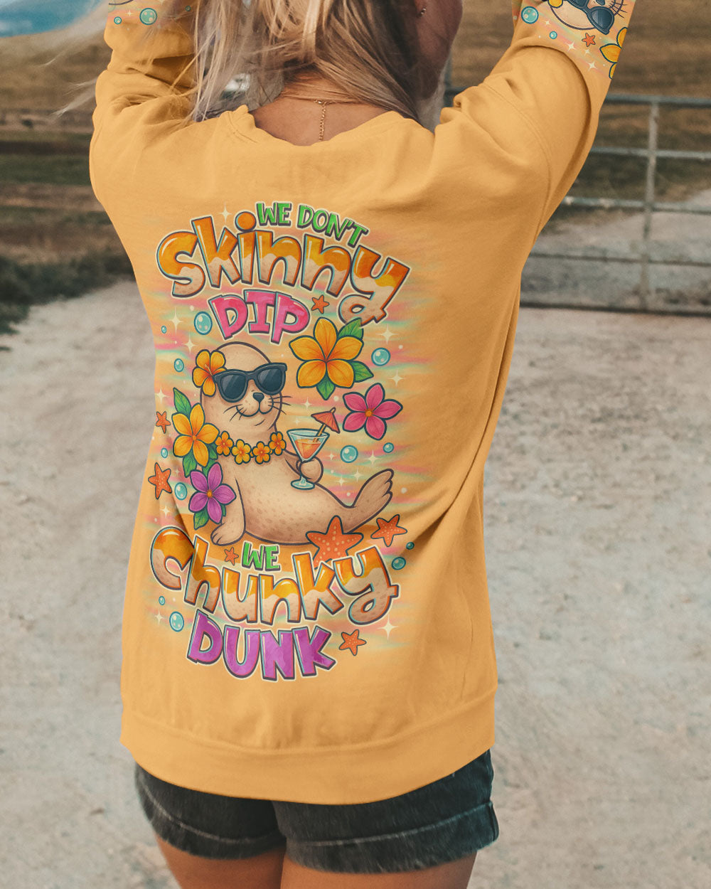 BLISSCORNERS WE DON'T SKINNY DIP SEAL ALL OVER PRINT