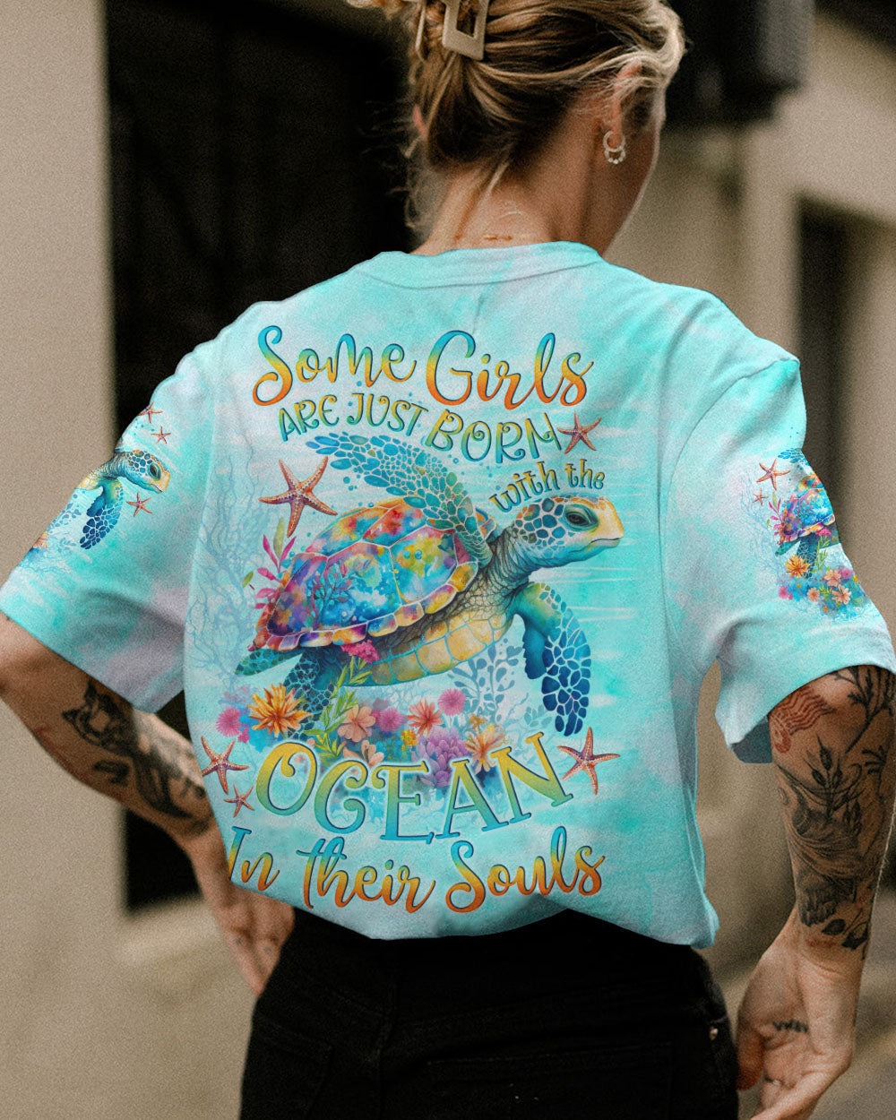 BLISSCORNERS SOME GIRLS ARE JUST BORN TURTLE ALL OVER PRINT
