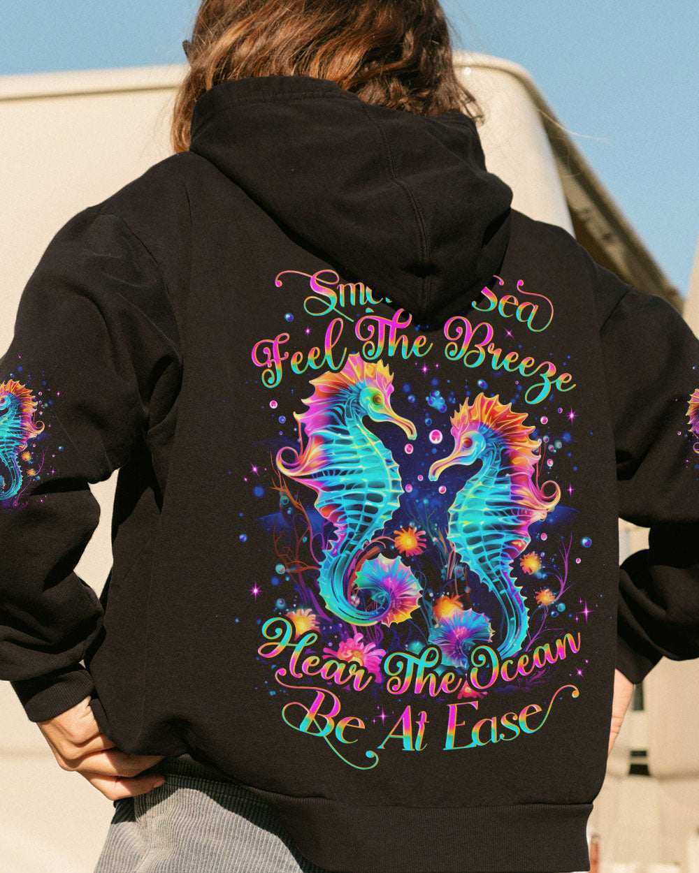 BLISSCORNERS SMELL THE SEA FEEL THE BREEZE SEAHORSE ALL OVER PRINT