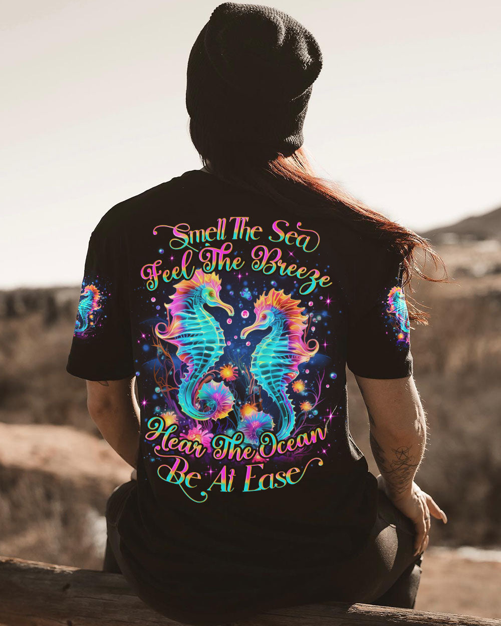 BLISSCORNERS SMELL THE SEA FEEL THE BREEZE SEAHORSE ALL OVER PRINT