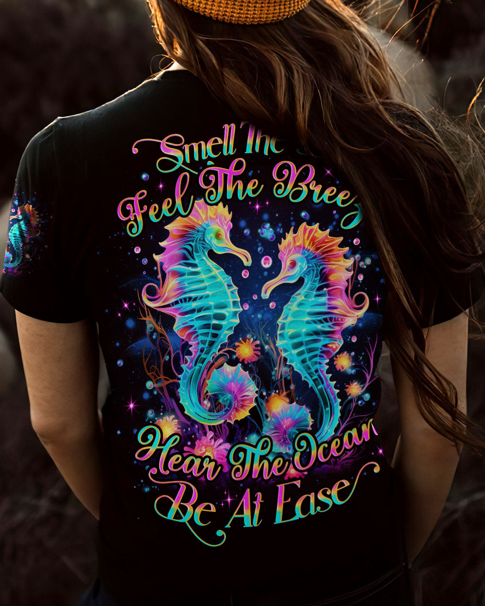 BLISSCORNERS SMELL THE SEA FEEL THE BREEZE SEAHORSE ALL OVER PRINT