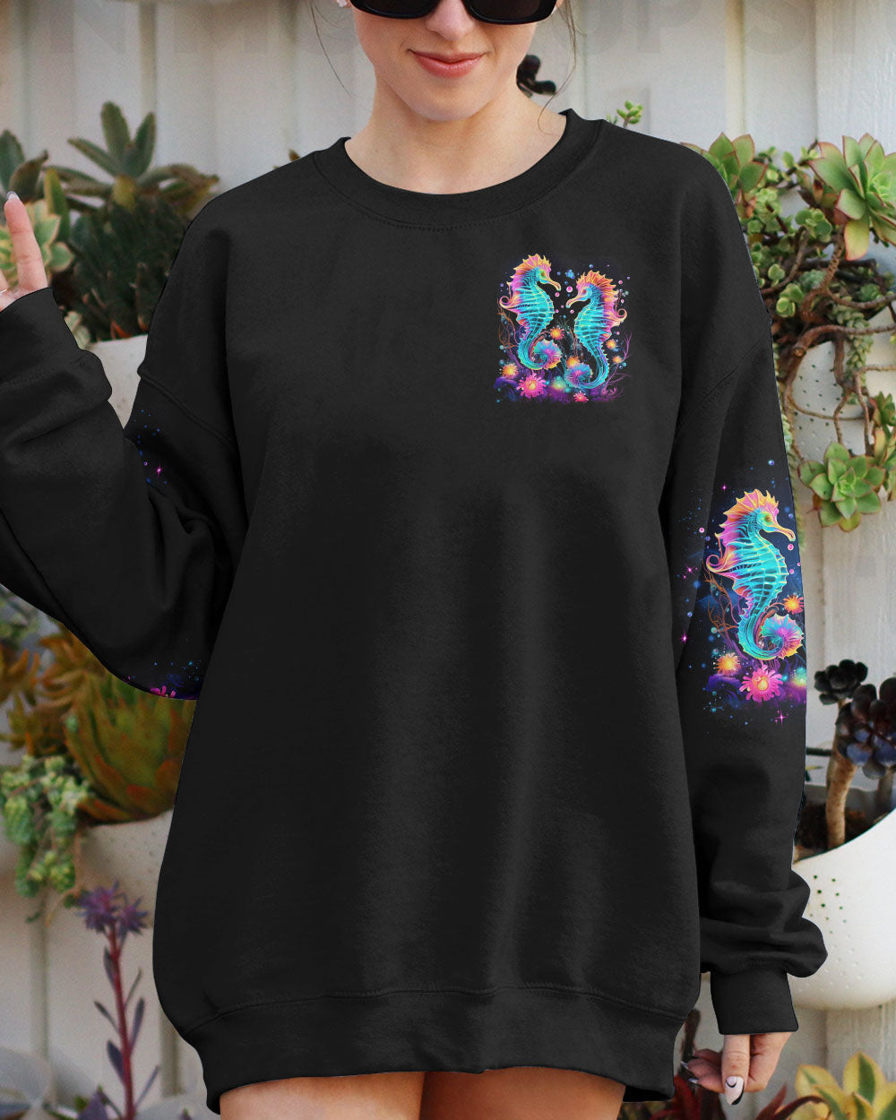 BLISSCORNERS SMELL THE SEA FEEL THE BREEZE SEAHORSE ALL OVER PRINT