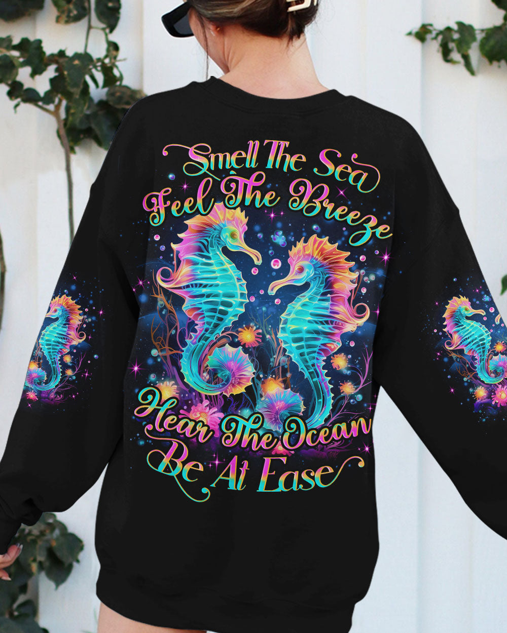BLISSCORNERS SMELL THE SEA FEEL THE BREEZE SEAHORSE ALL OVER PRINT