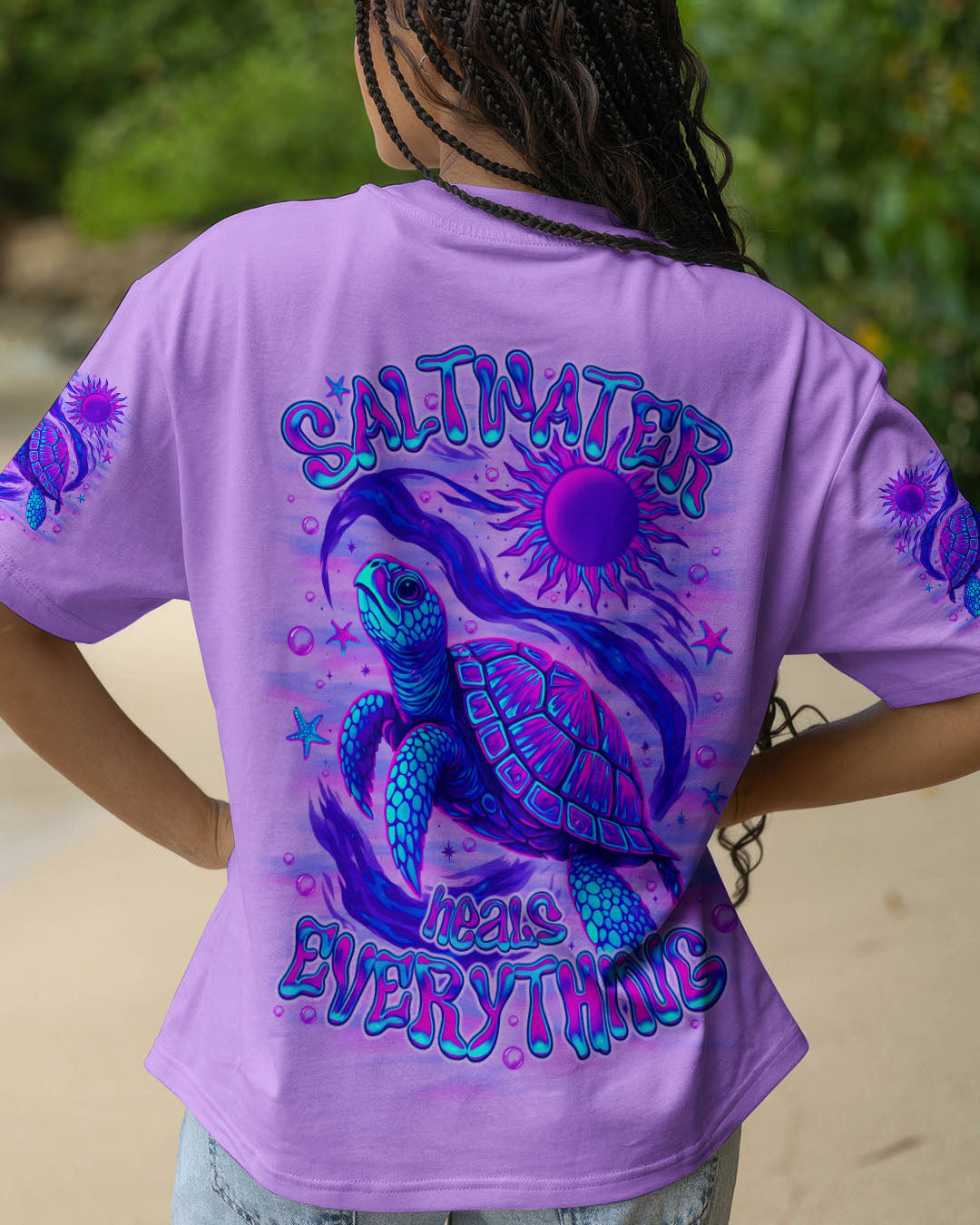 BLISSCORNERS SALTWATER HEALS EVERYTHING TURTLE ALL OVER PRINT